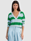 AYDEN CASHMERE PULLOVER-HRLOM STRIPE CROLNA BLU/GRN AP-ALICE + OLIVIA