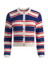 CARDIGAN EN MAILLE TORSADÉE RAYÉ DOLLIE-ALICE + OLIVIA