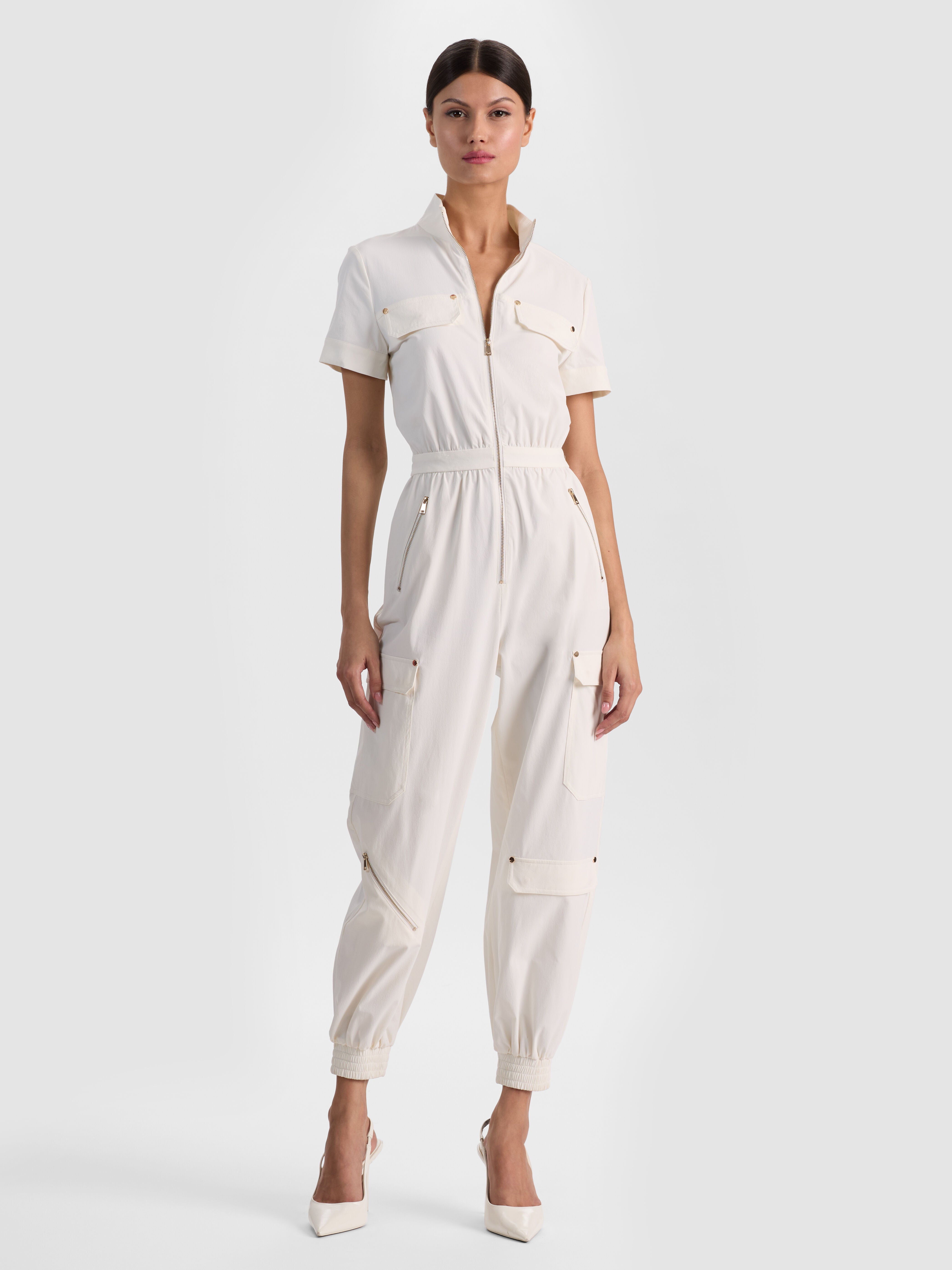 MILO CARGO JUMPSUIT-OFF WHITE-ALICE + OLIVIA