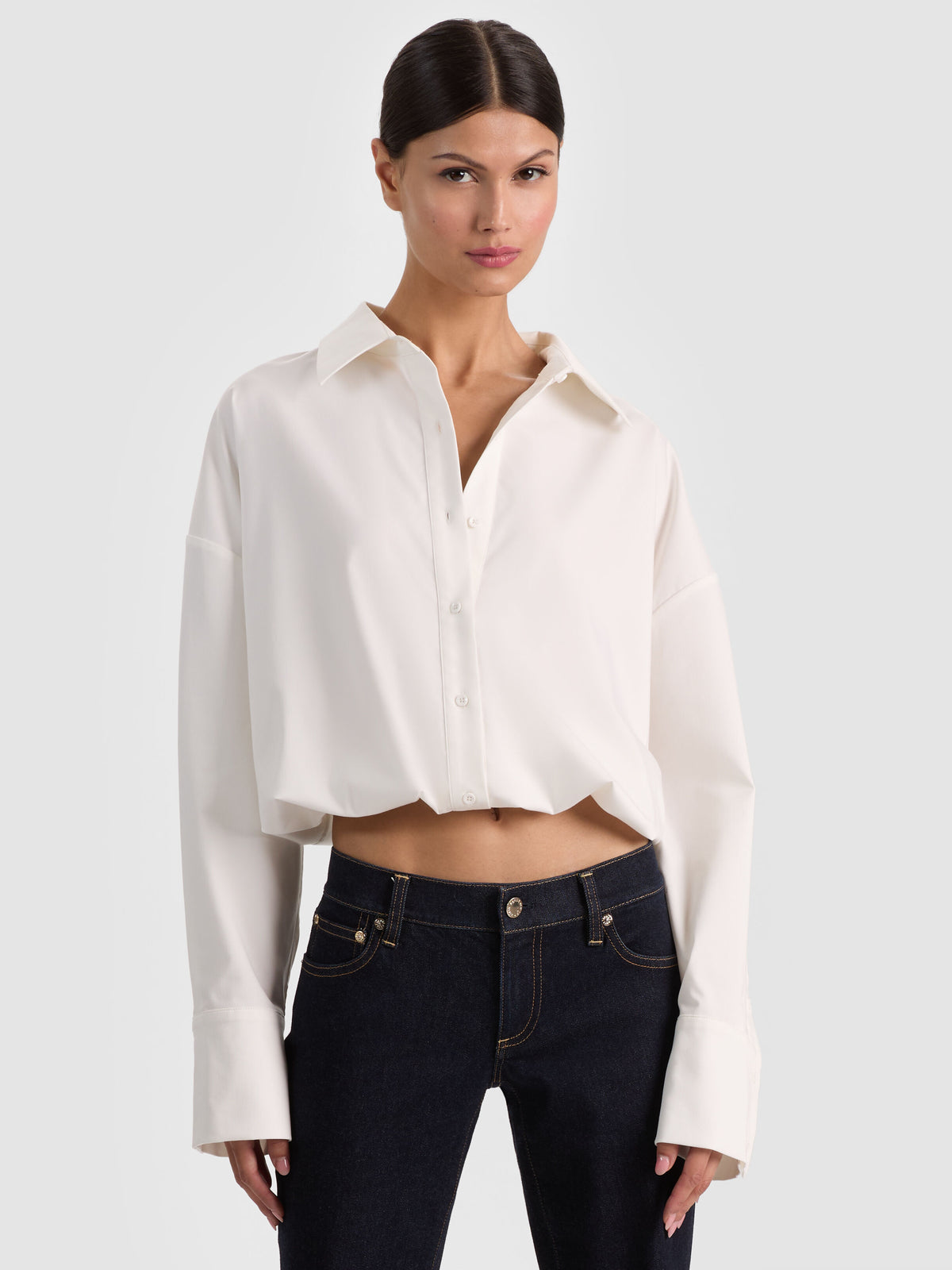 TOBIE CINCHED BUTTON DOWN - OFF WHITE