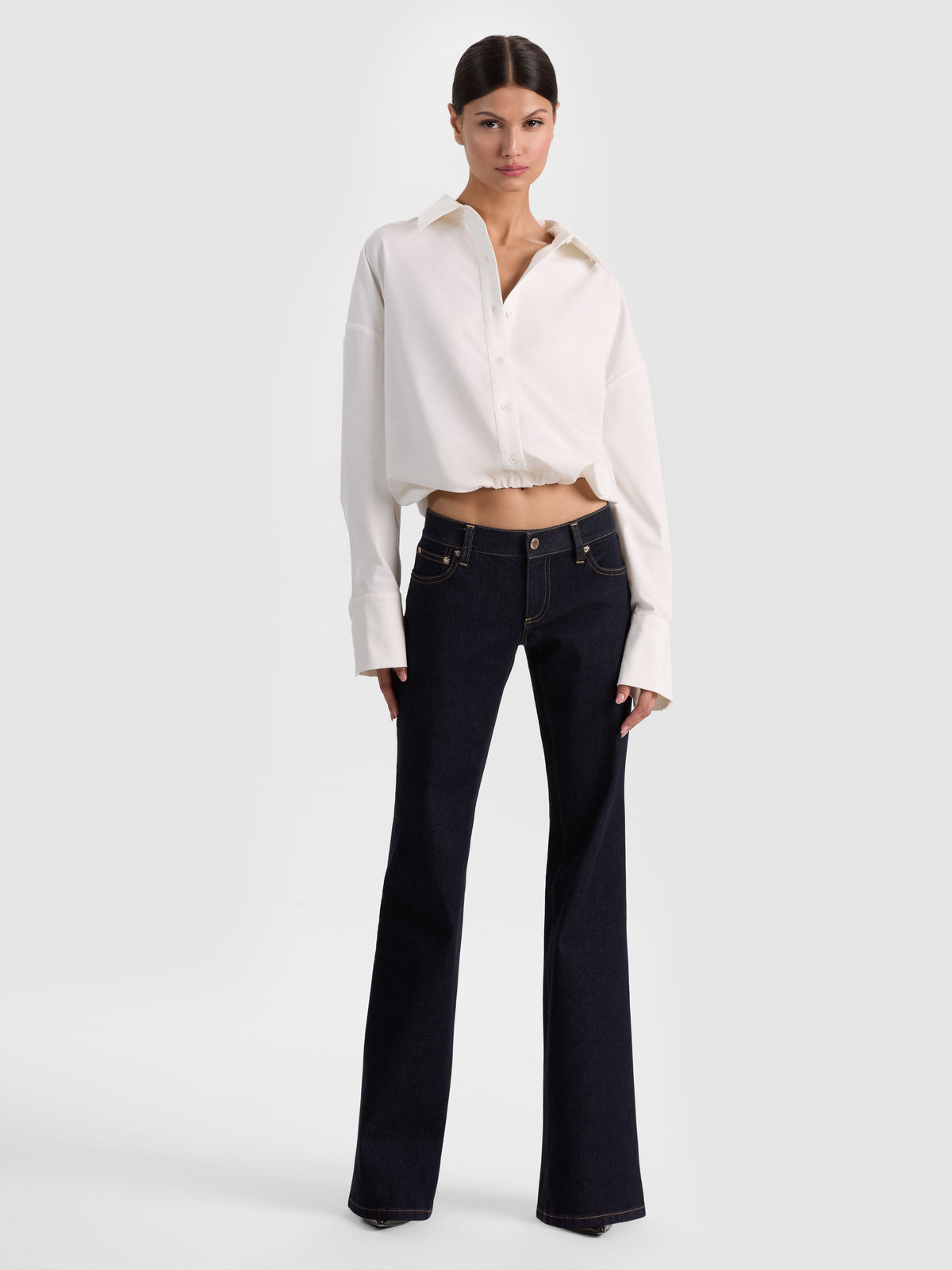 TOBIE CINCHED BUTTON DOWN - OFF WHITE