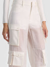 OLYMPIA SHEER COMBO CARGO PANT-OFF WHITE-ALICE + OLIVIA