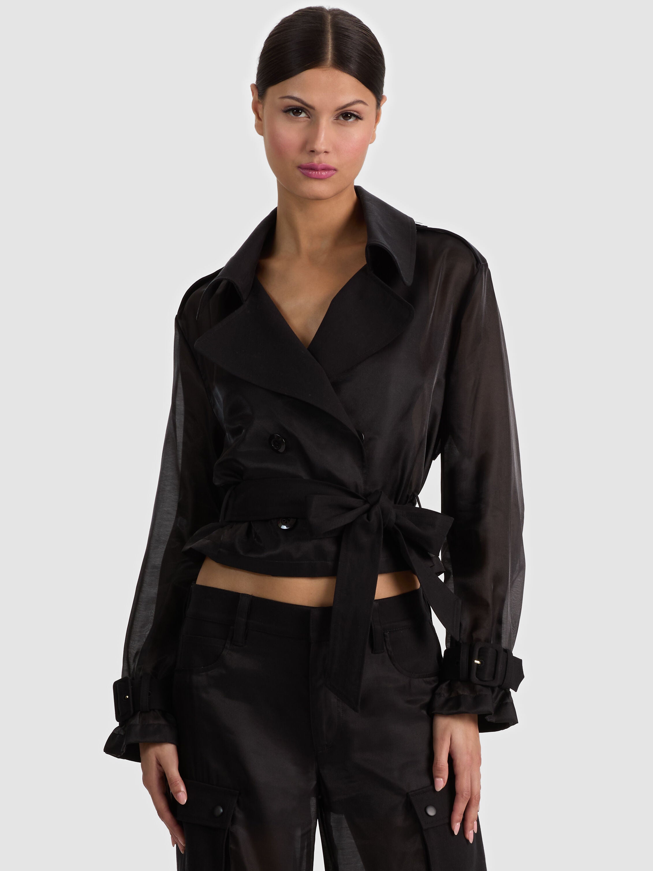 KEITH SHEER COMBO CROPPED TRENCH-ALICE + OLIVIA