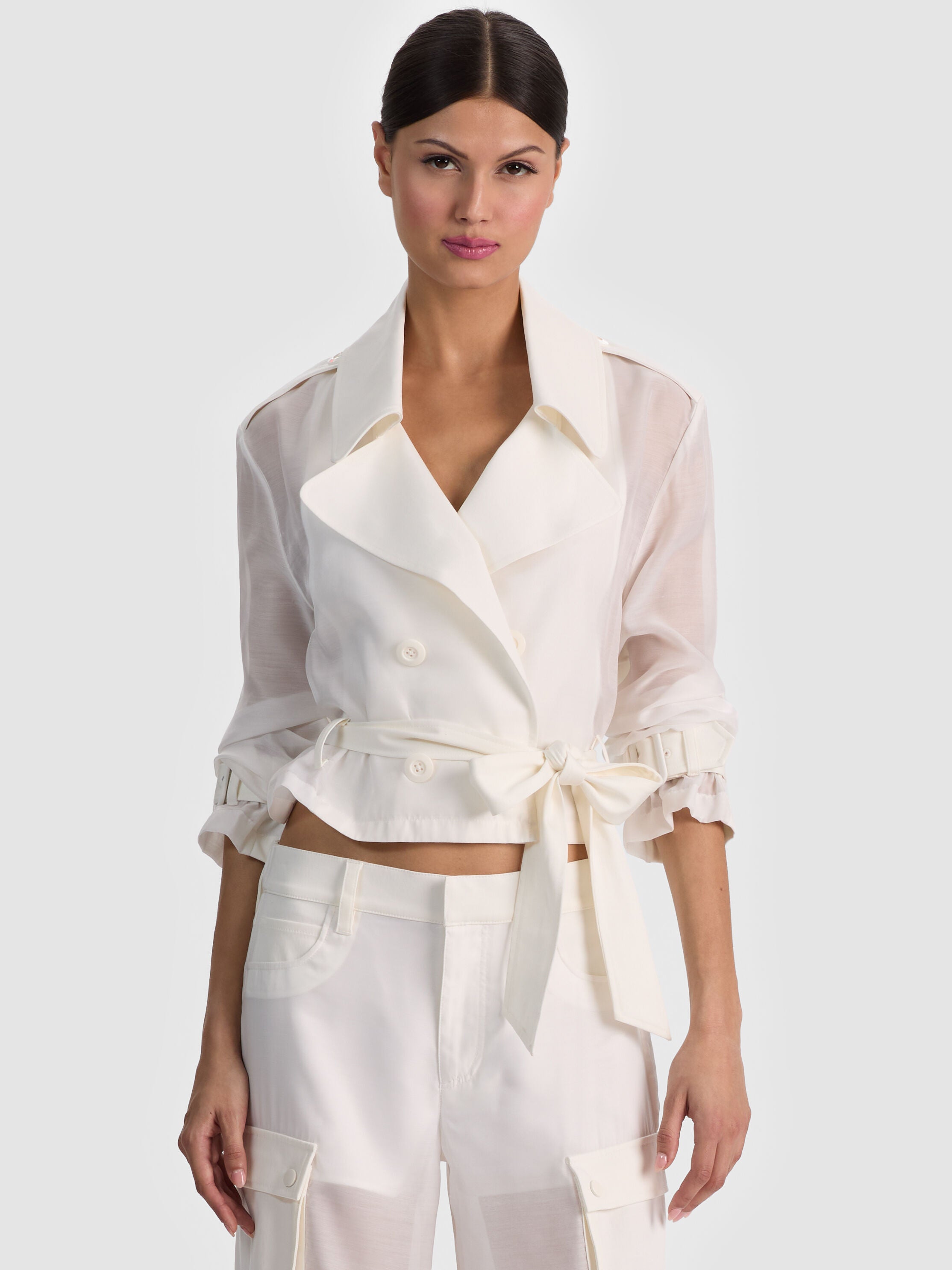 KEITH SHEER COMBO CROPPED TRENCH-OFF WHITE-ALICE + OLIVIA