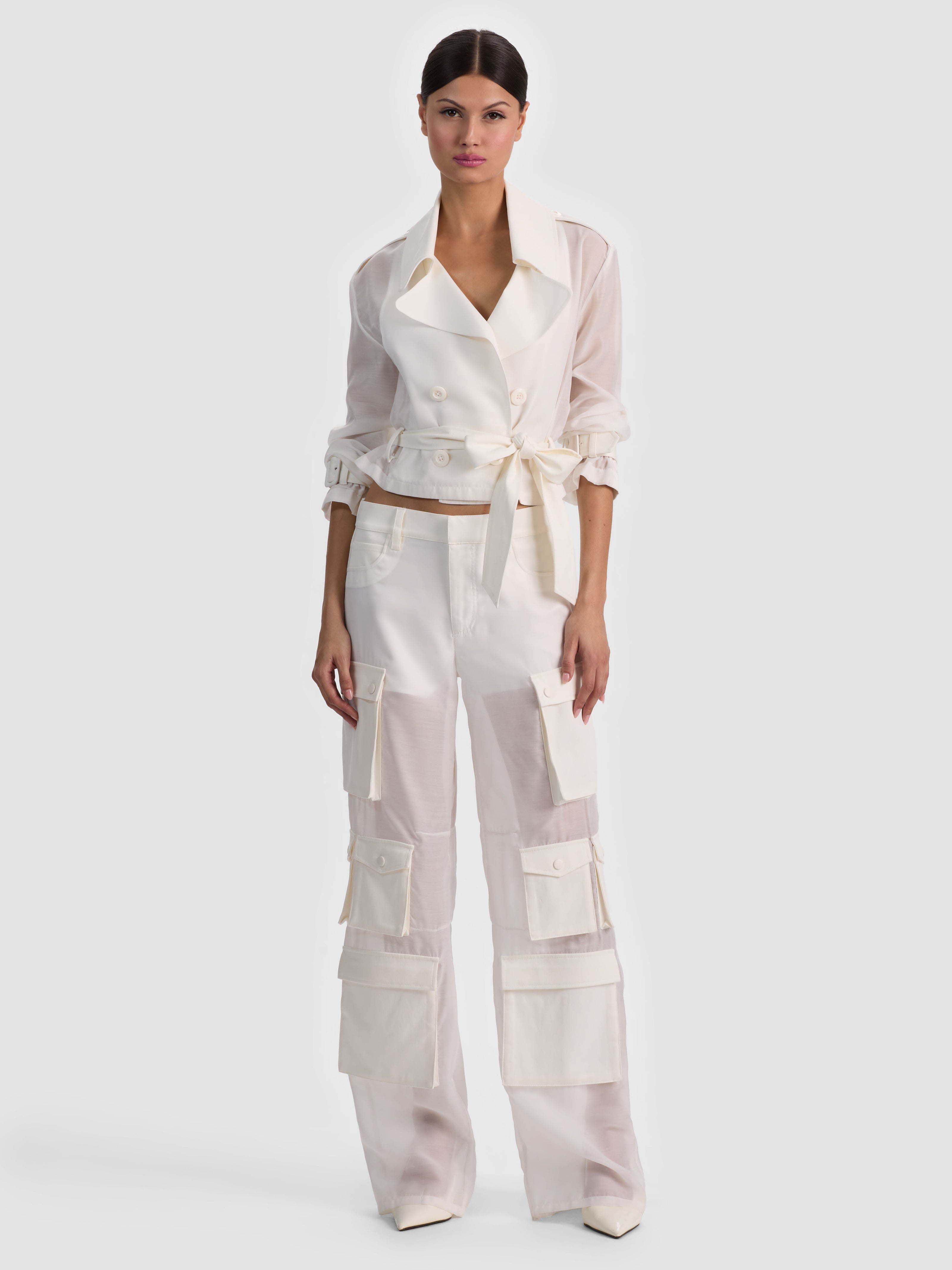 KEITH SHEER COMBO CROPPED TRENCH-OFF WHITE-ALICE + OLIVIA