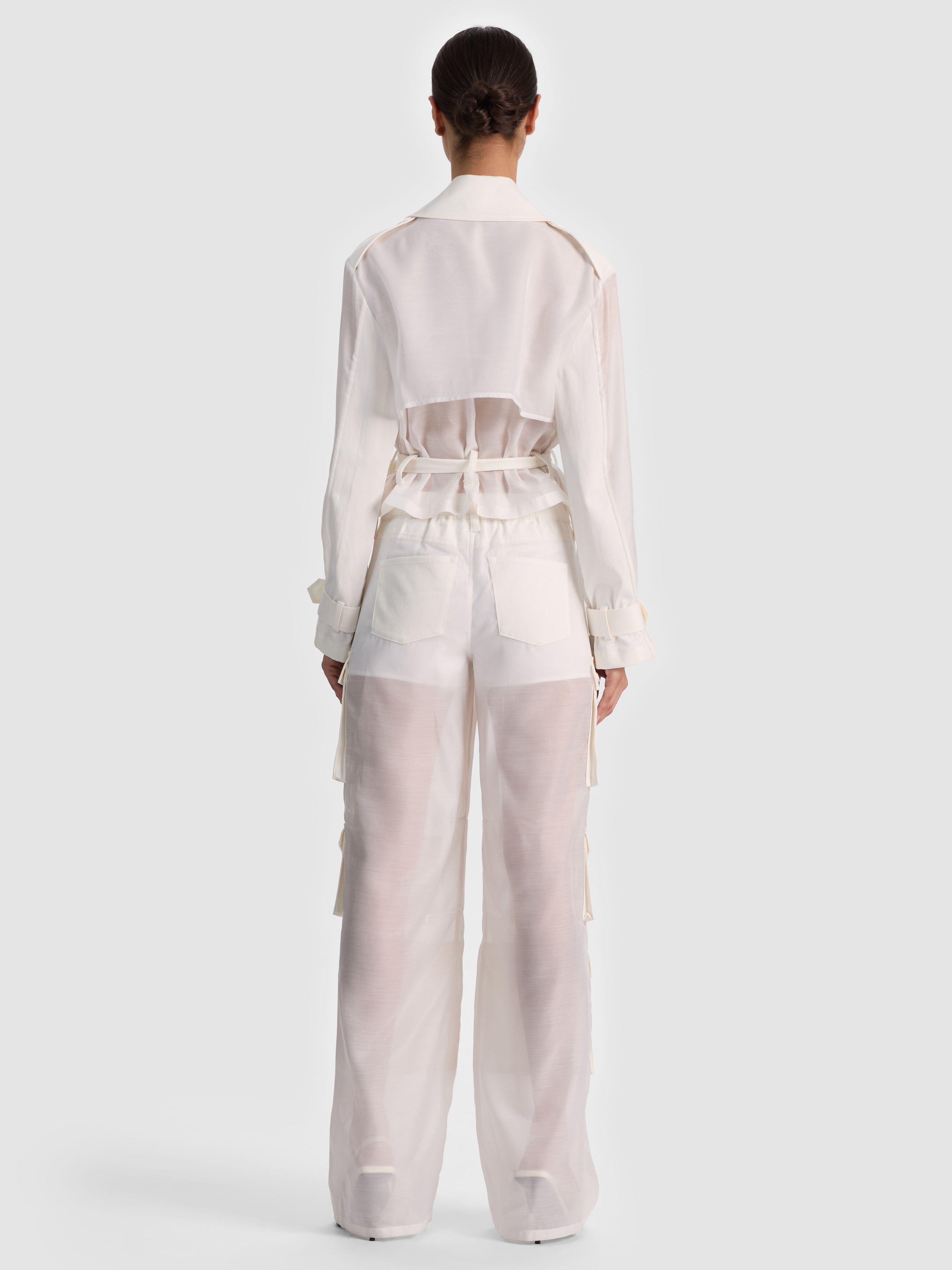 KEITH SHEER COMBO CROPPED TRENCH-OFF WHITE-ALICE + OLIVIA