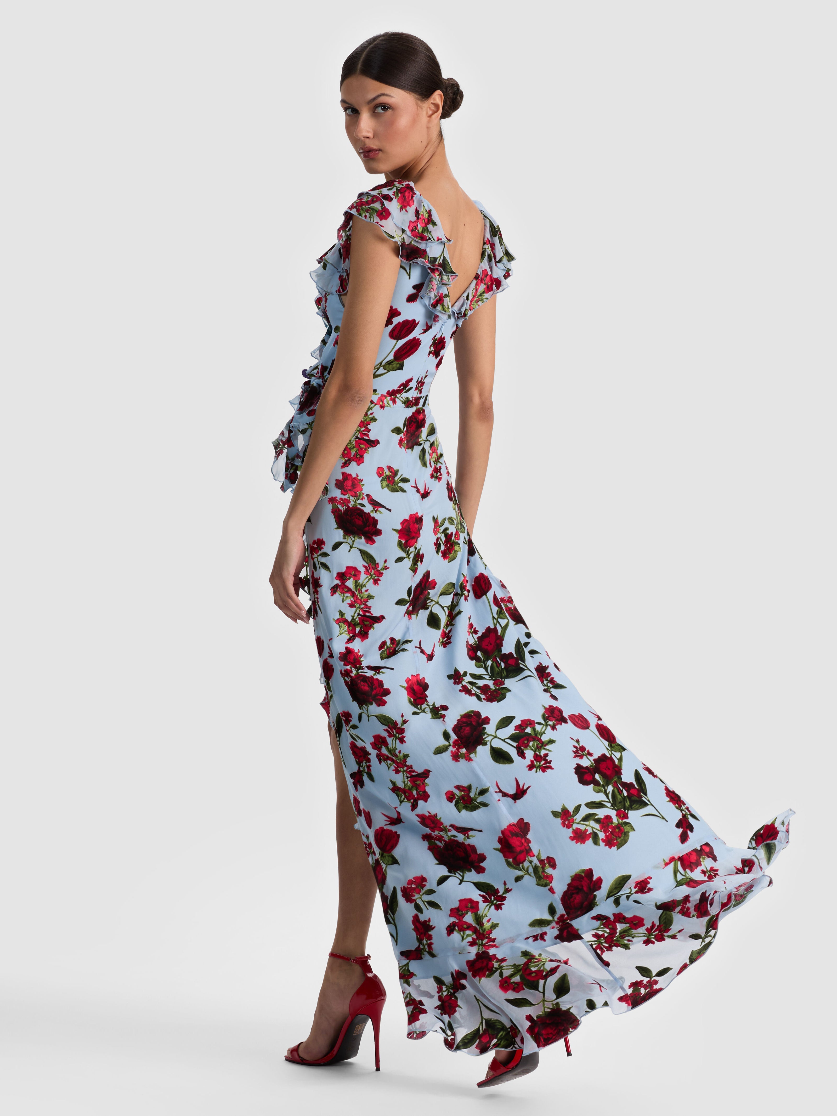 ROBE LONGUE CACHE-CŒUR VOLANTS KRISTEN-ALICE + OLIVIA
