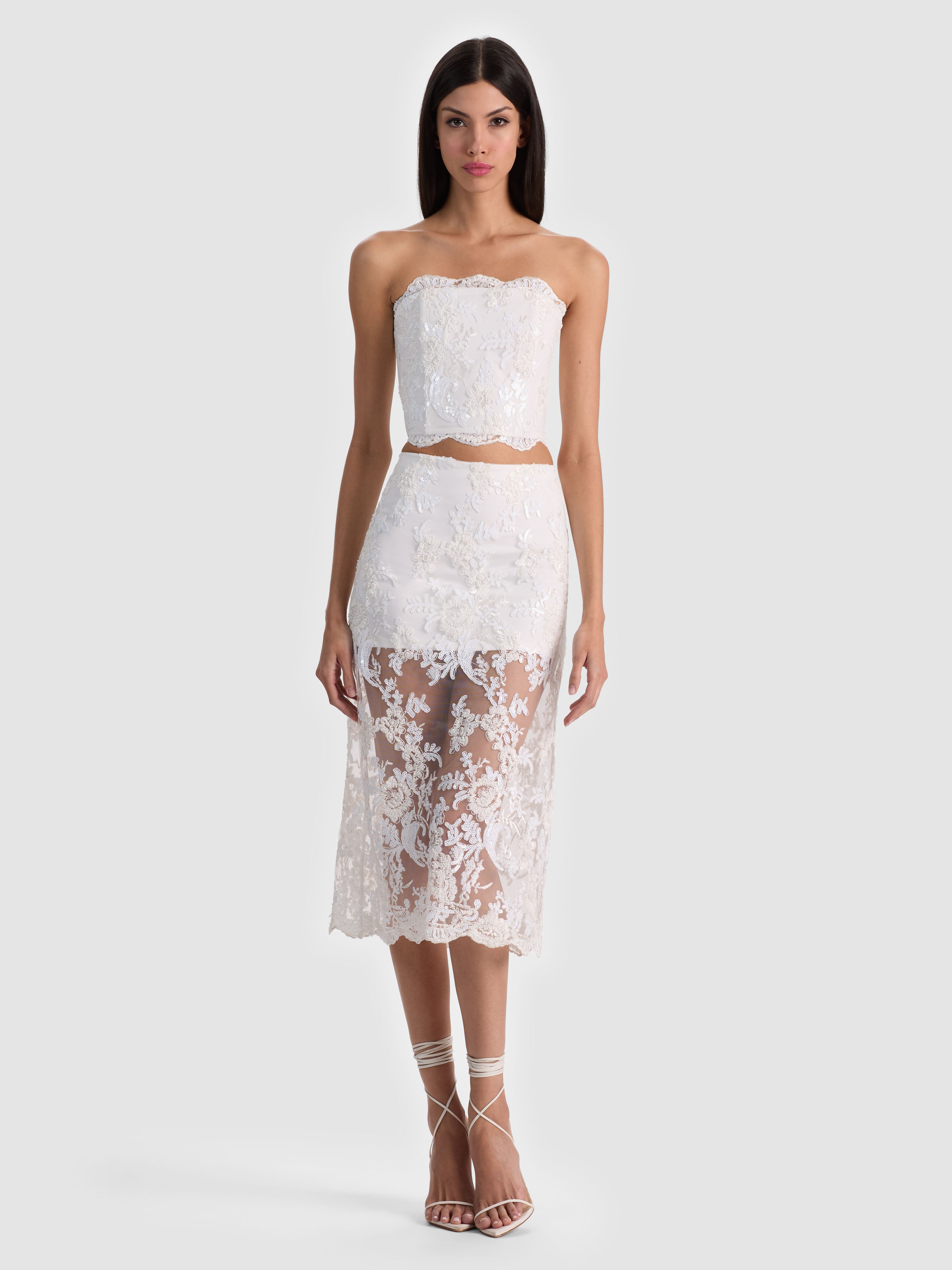 CERESI EMBELLISHED LACE BANDEAU TOP-OFF WHITE-ALICE + OLIVIA