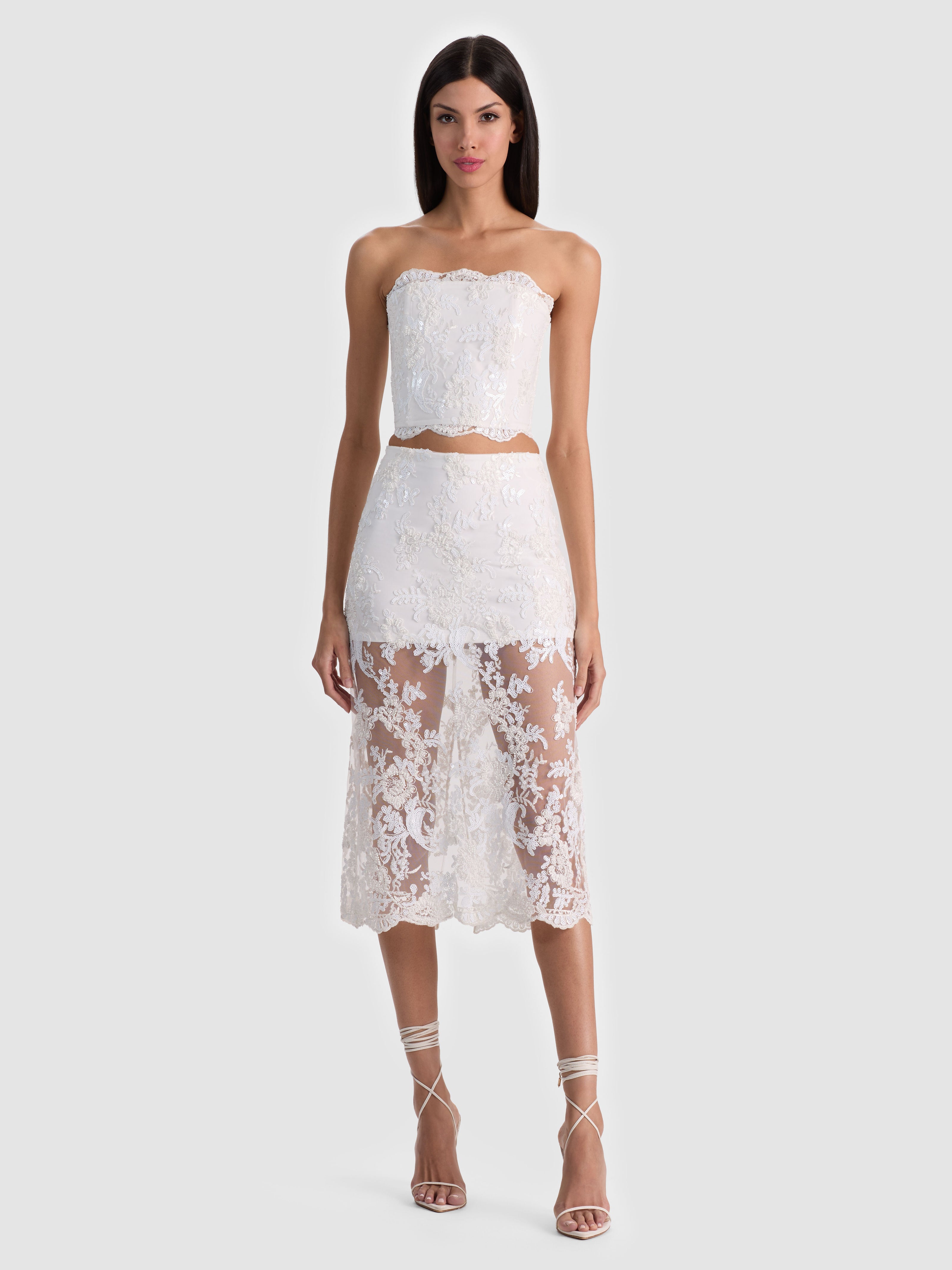 JUPE MIDI EN DENTELLE ORNÉE MEDINE-ALICE + OLIVIA