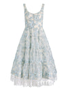 CHARLOTTE EMBR LACE SCOOP NK TIERED ANKLE LENGTH DRESS-OFF WHITE/CAROLINA BLUE-ALICE + OLIVIA