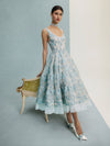 CHARLOTTE EMBR LACE SCOOP NK TIERED ANKLE LENGTH DRESS-OFF WHITE/CAROLINA BLUE-ALICE + OLIVIA