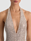 PIPPA SEQUIN BODYSUIT-ALMOND/SILVER-ALICE + OLIVIA
