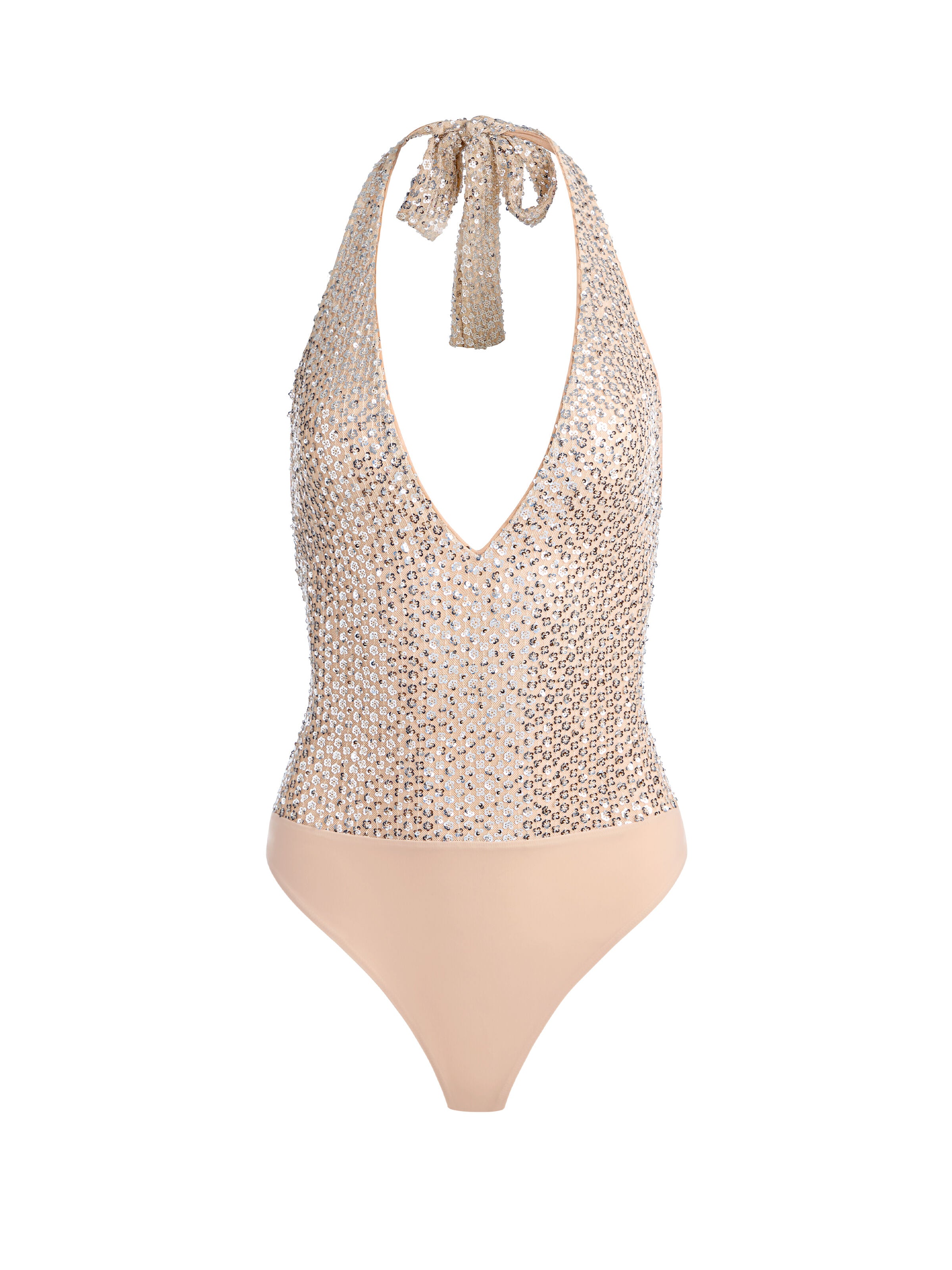 PIPPA SEQUIN BODYSUIT-ALMOND/SILVER-ALICE + OLIVIA