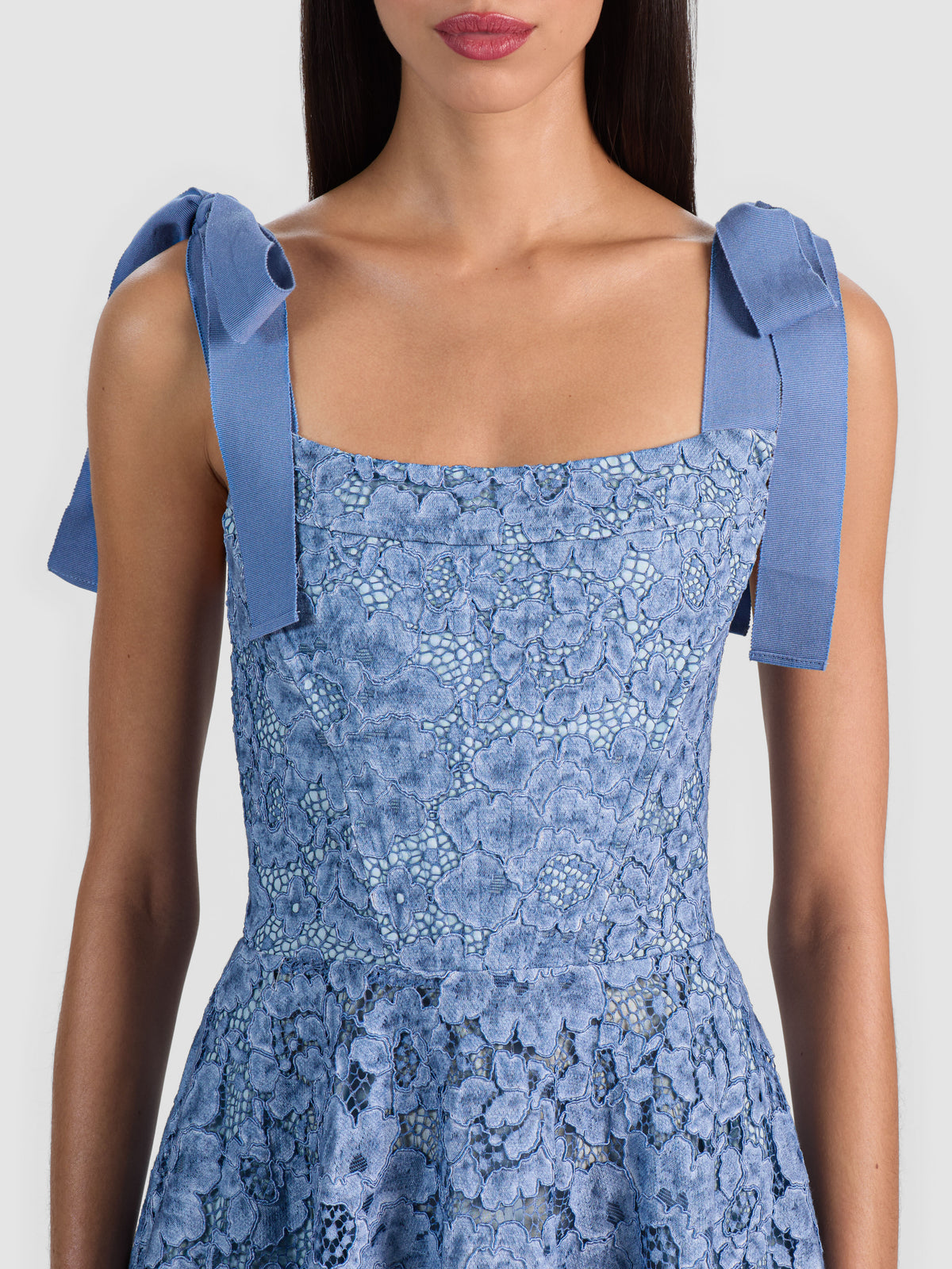 ROSALEE LACE BUSTIER DRESS - INDIGO