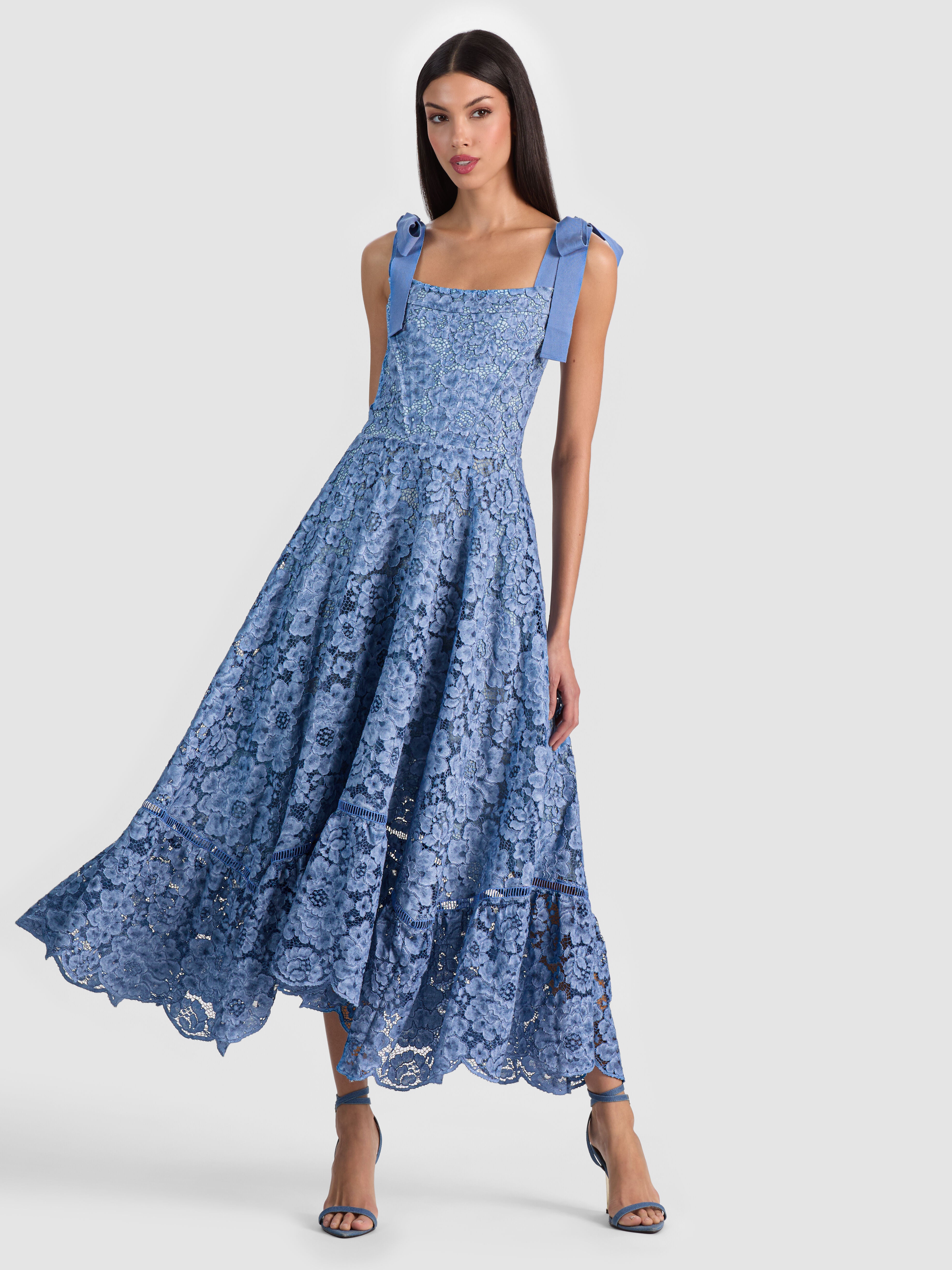ROSALEE LACE BUSTIER DRESS in INDIGO | ALICE + OLIVIA