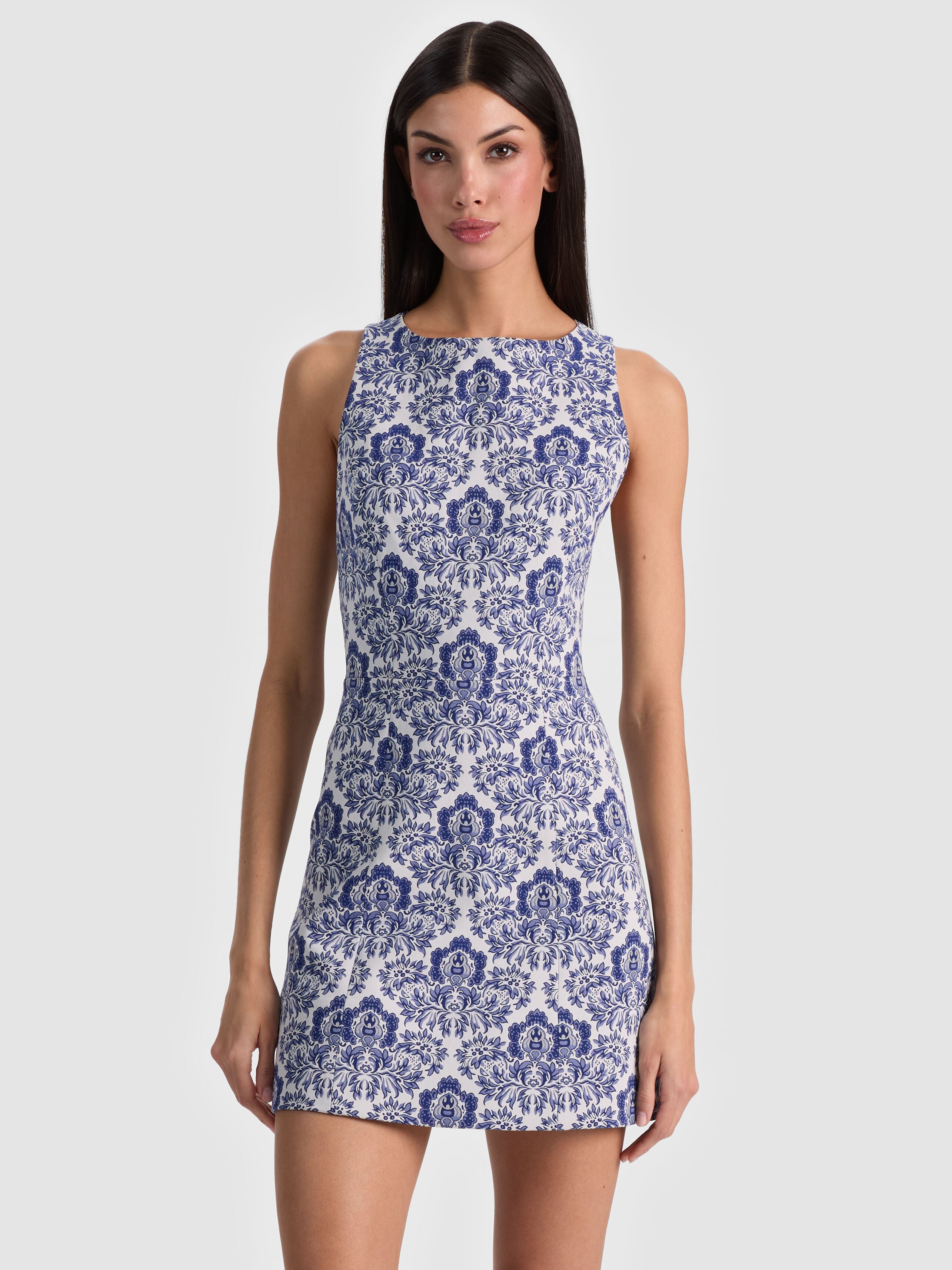 EVA MINI DRESS-OFF WHITE/TWILIGHT BLUE MULTI-ALICE + OLIVIA