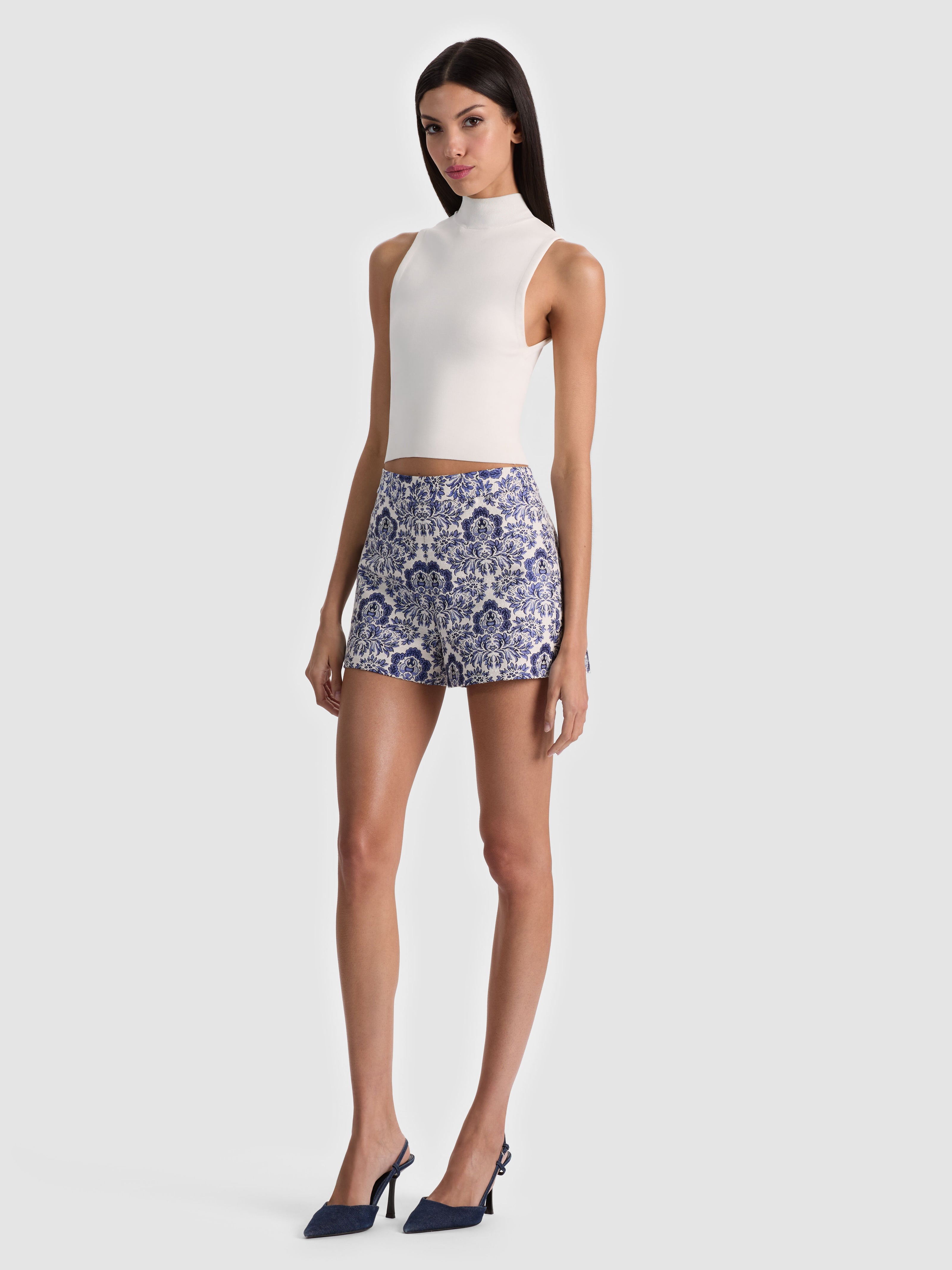HERA HIGH RISE SHORT-OFF WHITE/TWILIGHT BLUE MULTI-ALICE + OLIVIA