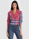 KEITH CROPPED TRENCH-TWILGHT BLU/CHIL PEP MIX STRIP-ALICE + OLIVIA