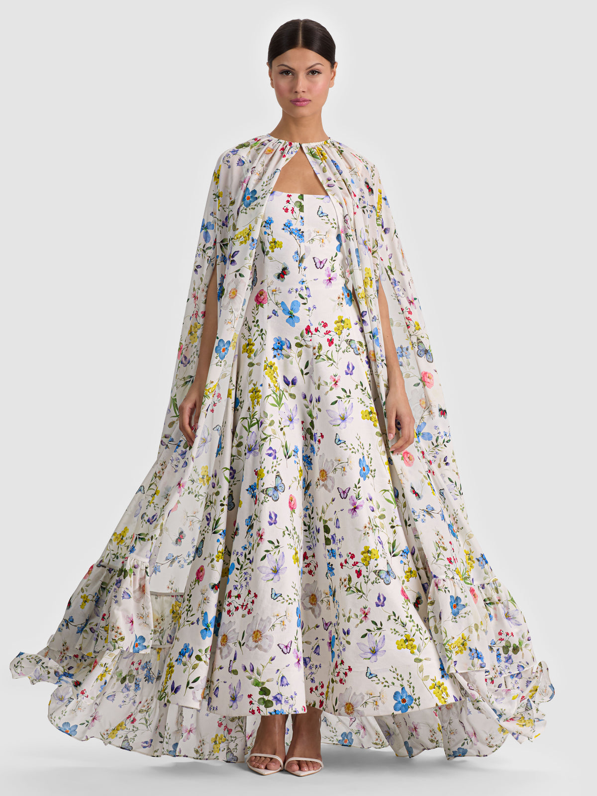 ROYA MAXI CAPE - TWISTING VINES BIANCO SPORCO