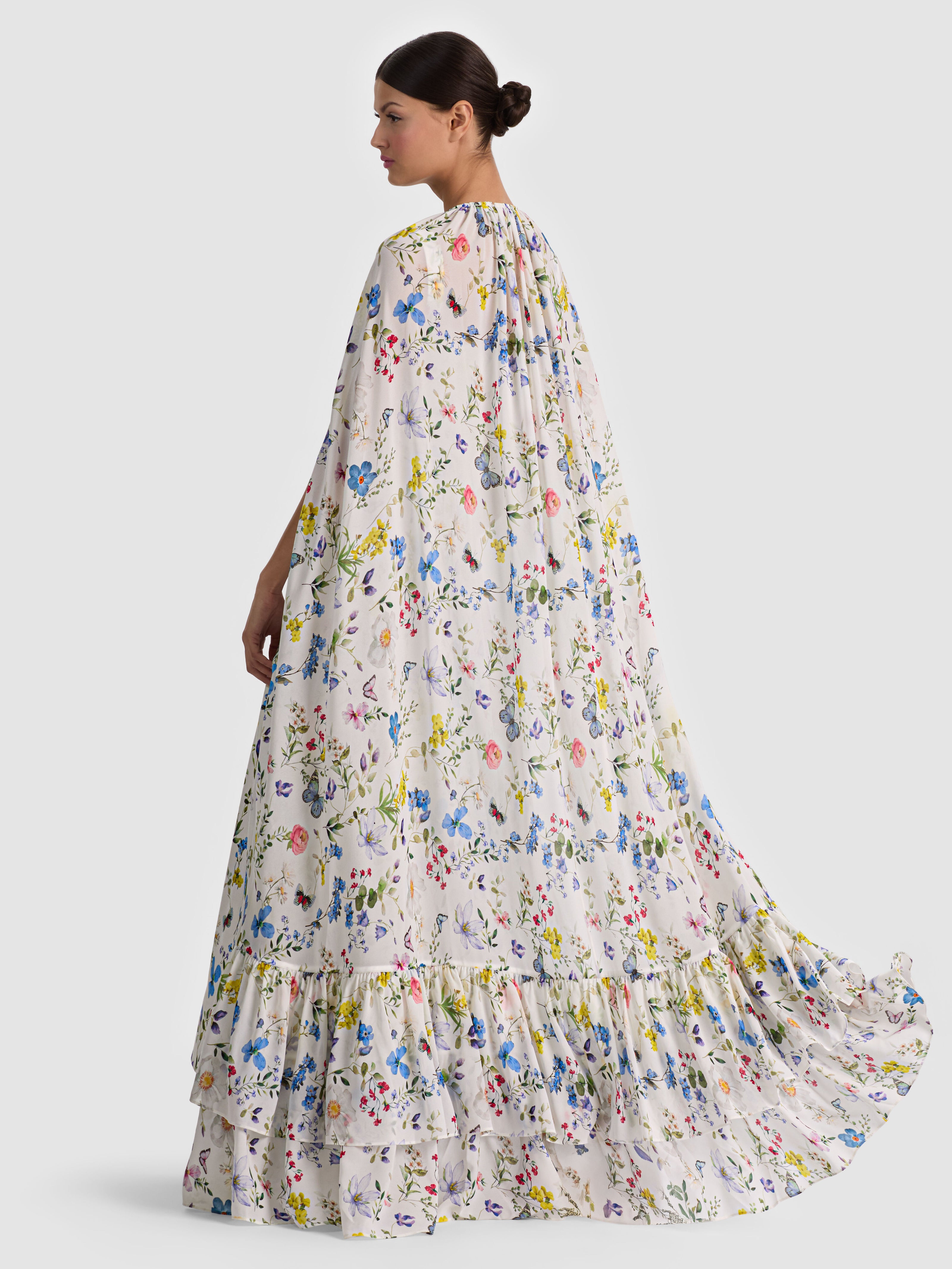 ROYA MAXI CAPE-TWISTING VINES OFF WHITE-ALICE + OLIVIA