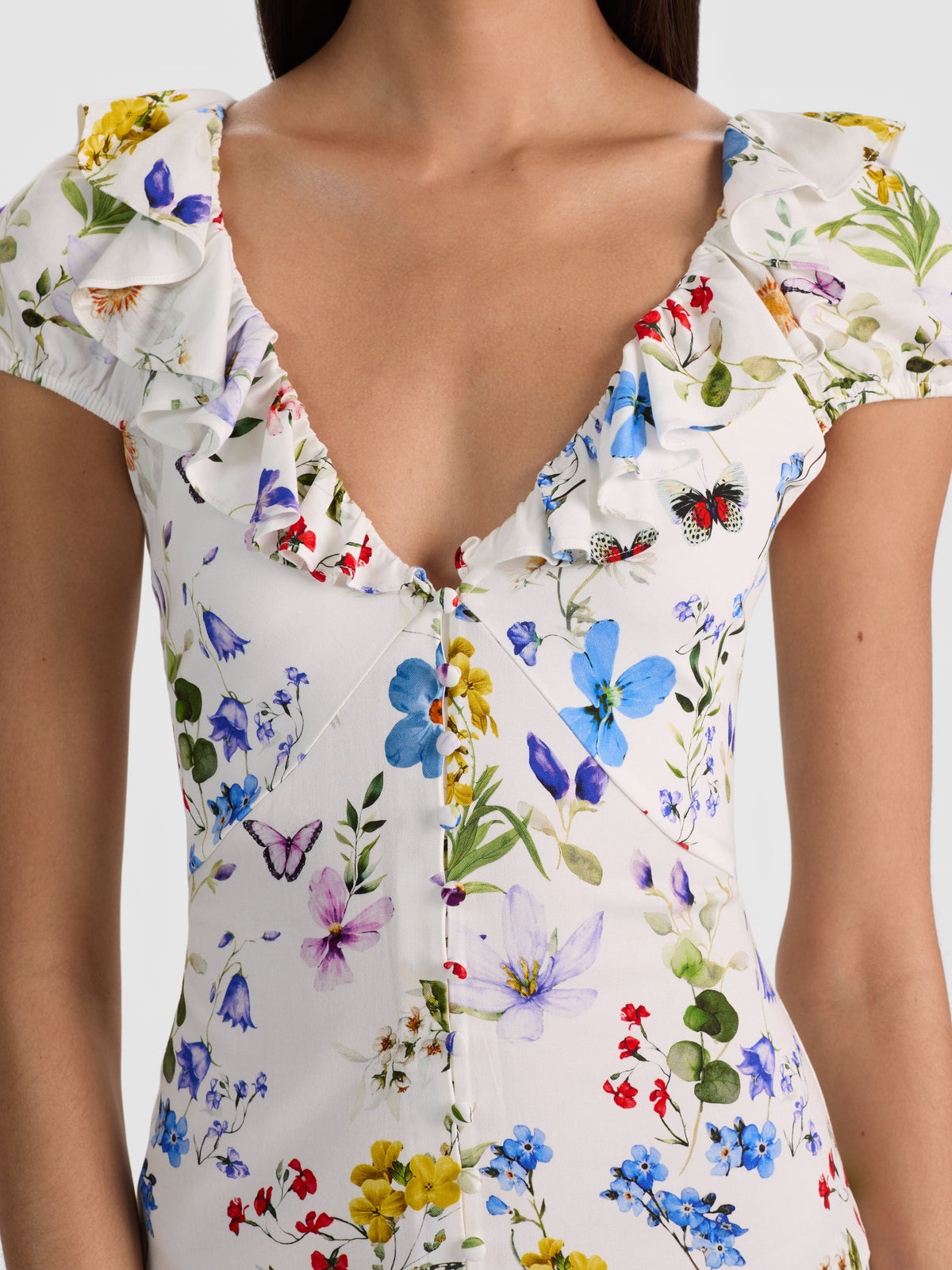 TARA MIDI SLIP DRESS - TWISTING VINES OFF WHITE