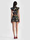NOAH PLEATED MINI SKORT-TWISTING VINES BLACK-ALICE + OLIVIA