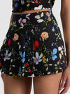NOAH PLEATED MINI SKORT-TWISTING VINES BLACK-ALICE + OLIVIA