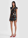 NOAH PLEATED MINI SKORT-TWISTING VINES BLACK-ALICE + OLIVIA