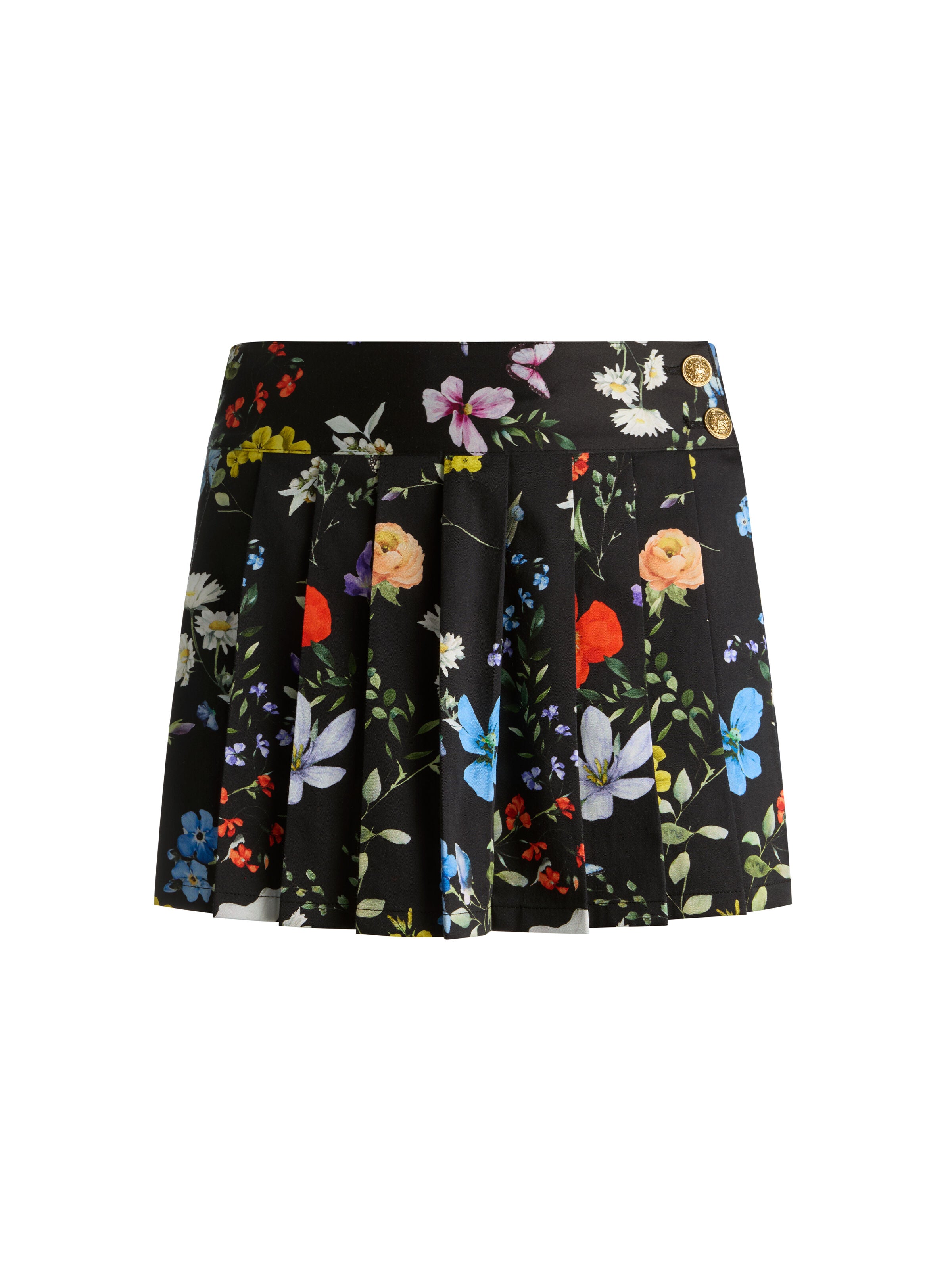 NOAH PLEATED MINI SKORT-TWISTING VINES BLACK-ALICE + OLIVIA