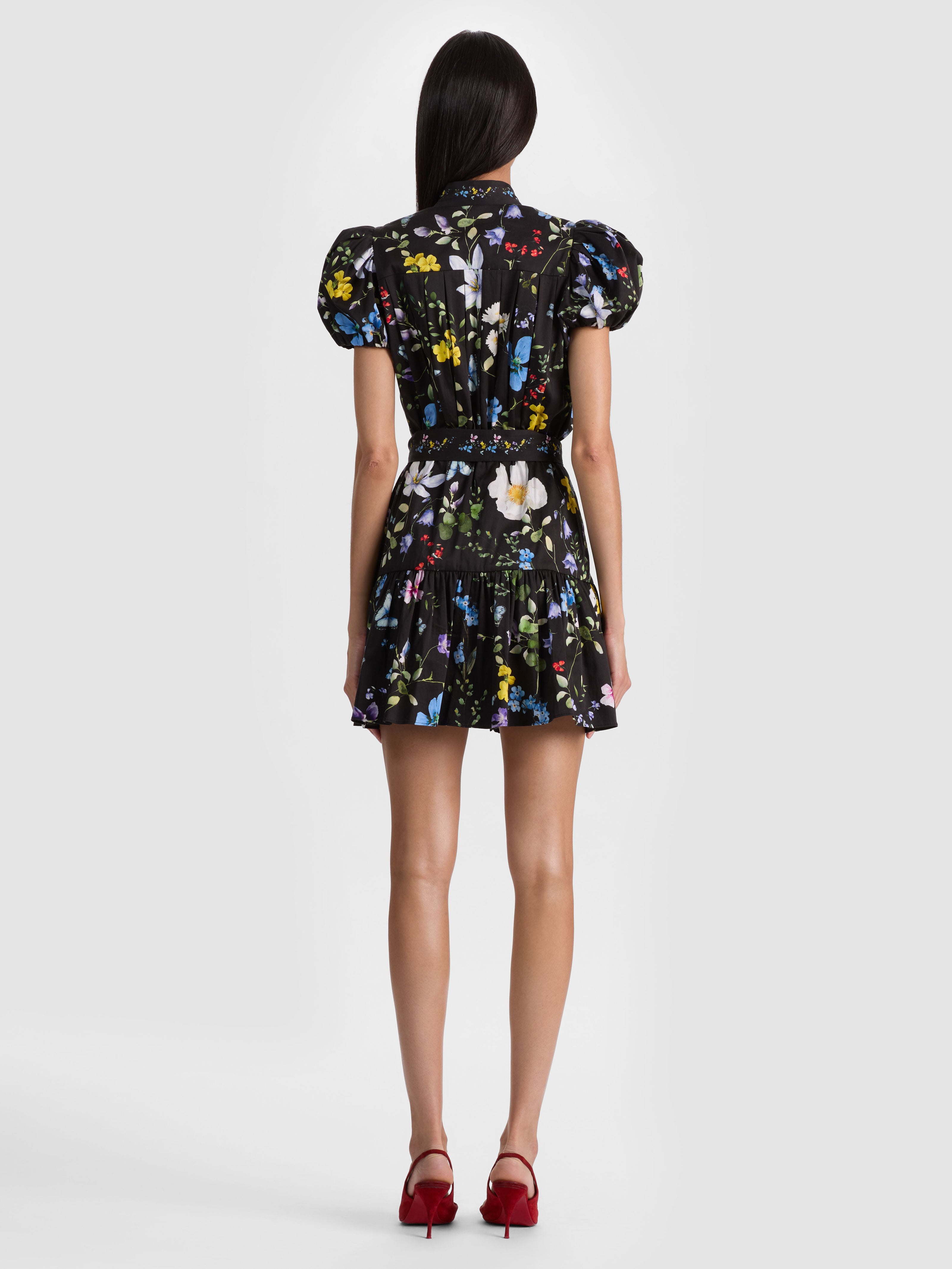 CORA MINI SHIRT DRESS-TWISTING VINES BLACK-ALICE + OLIVIA