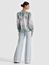 ILAN BUTTON DOWN BLOUSE-FRESH AIR CAROLINA BLUE-ALICE + OLIVIA