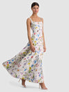 POLLY FLARED MIDI DRESS-TWISTING VINES OFF WHITE-ALICE + OLIVIA