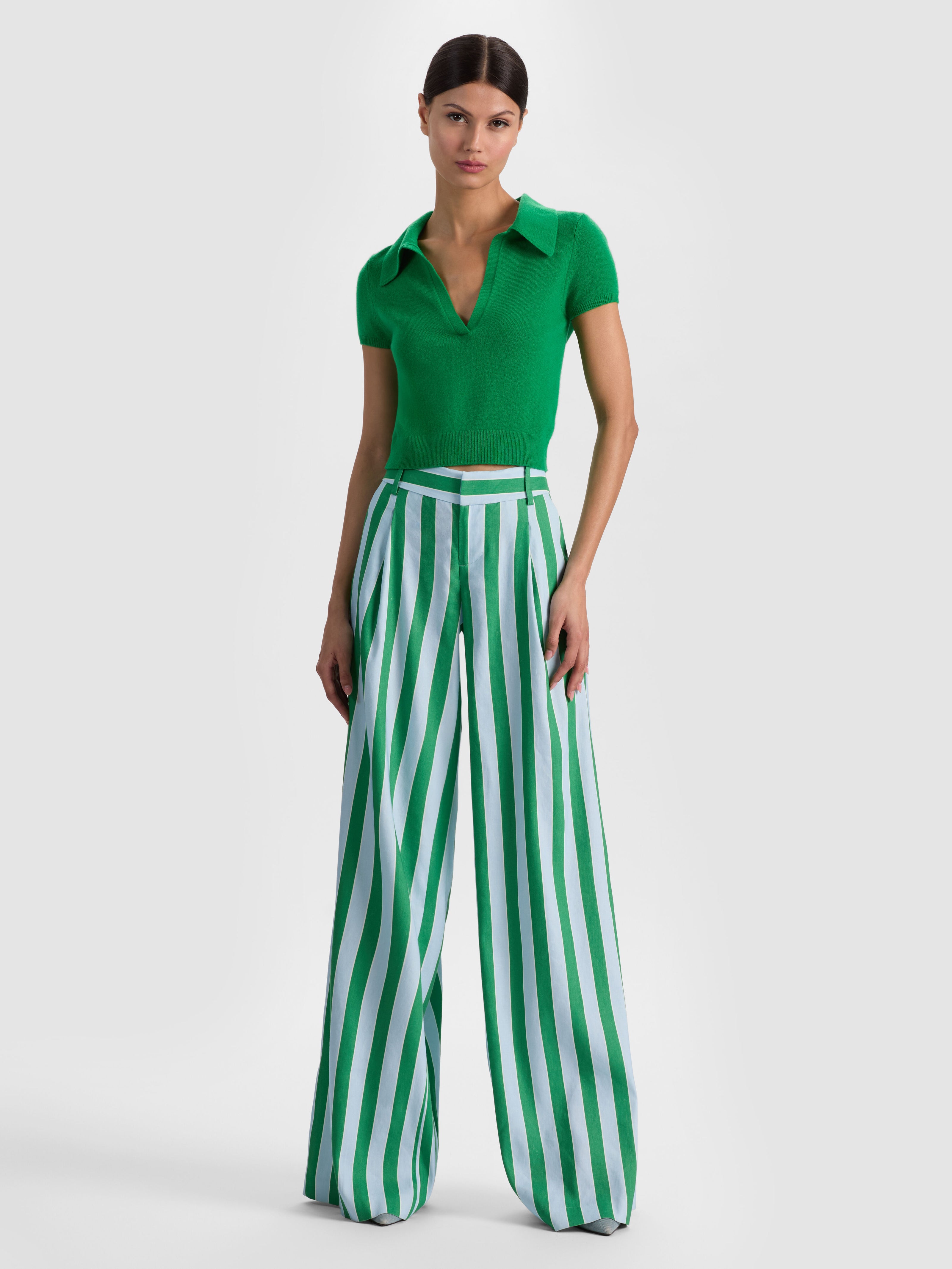 ERIC PANT-HRLOM STRIPE CROLNA BLU/GRN AP-ALICE + OLIVIA