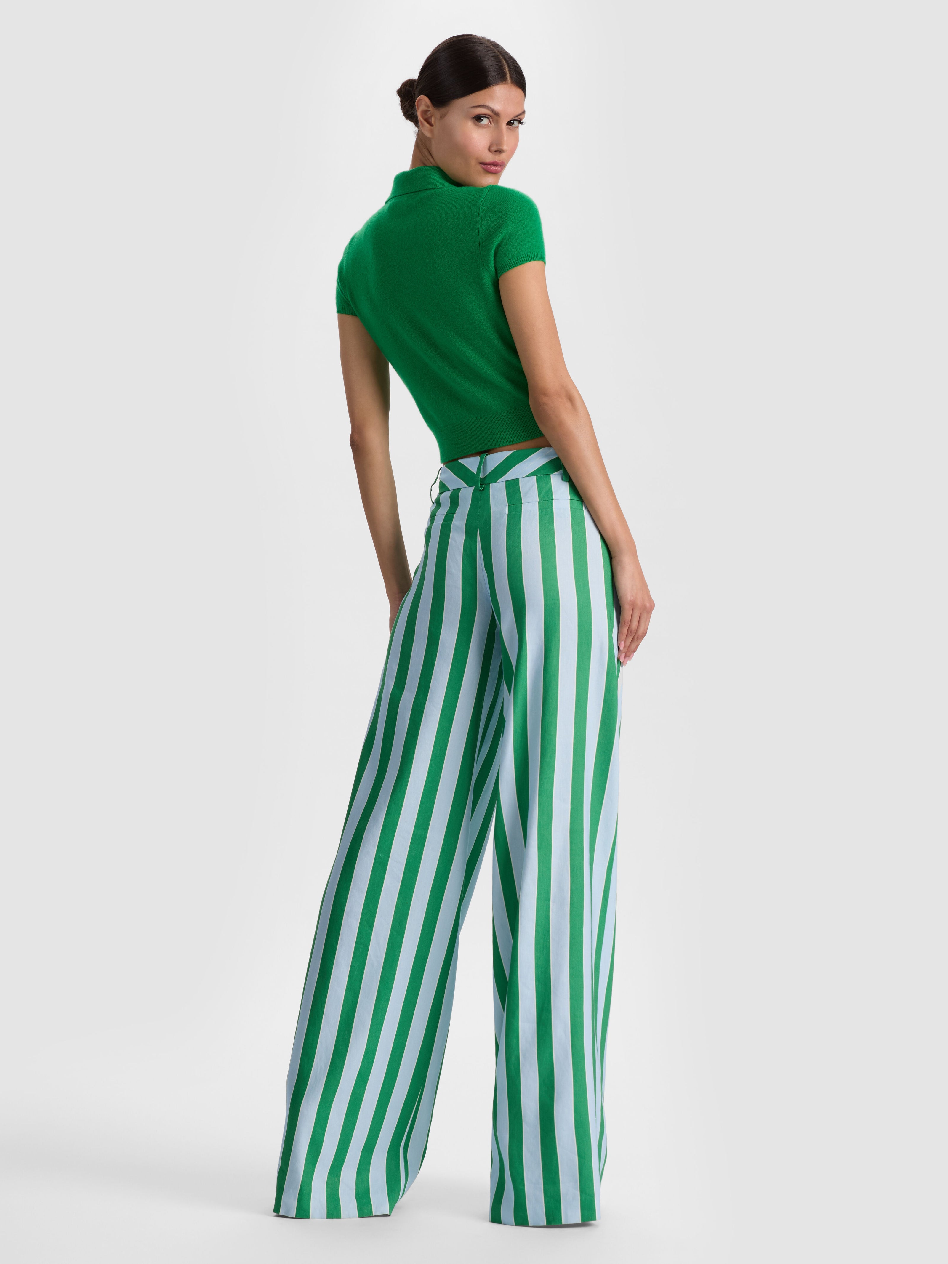 ERIC PANT-HRLOM STRIPE CROLNA BLU/GRN AP-ALICE + OLIVIA