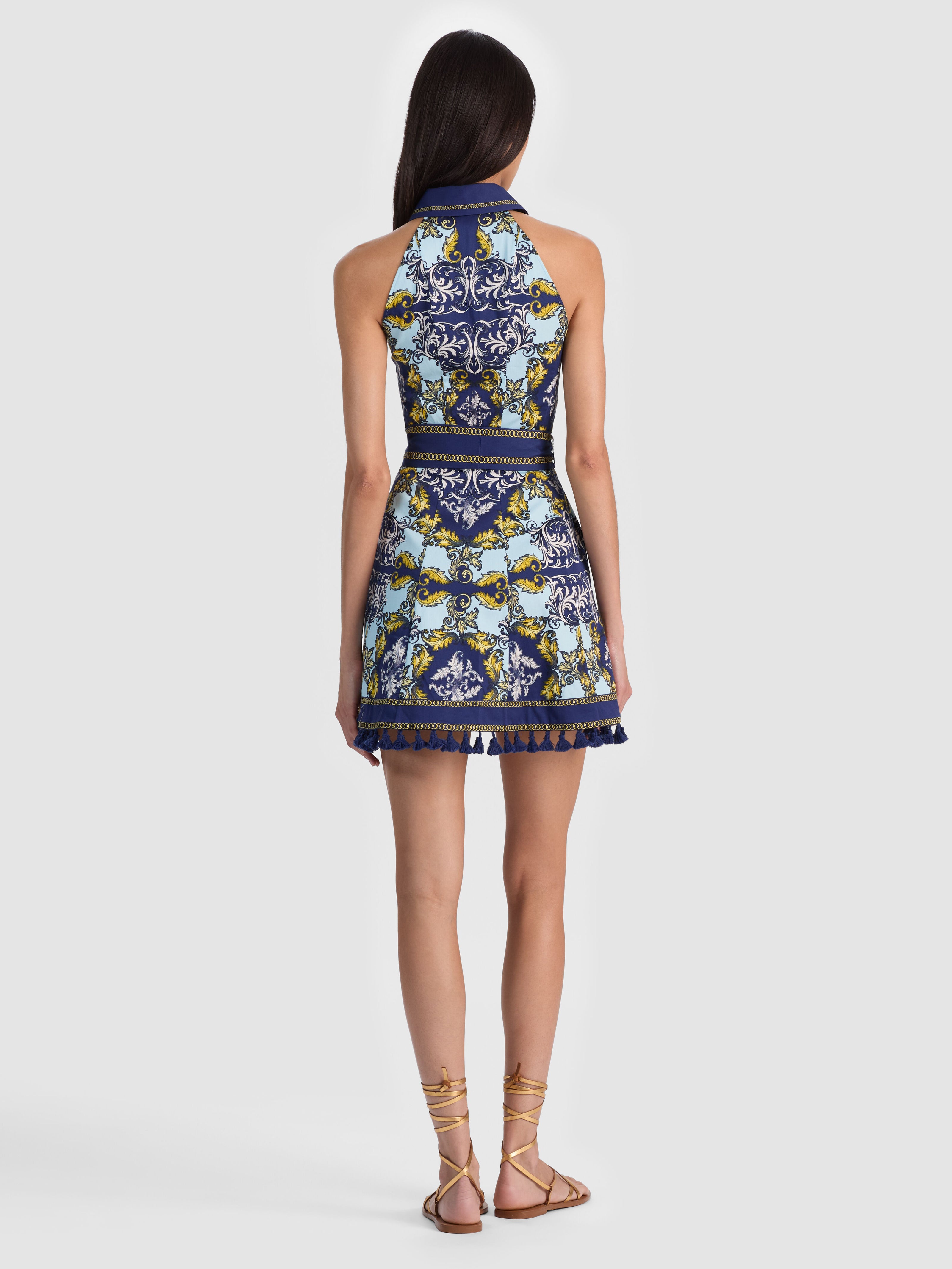 LUCY SLEEVELESS MINI SHIRT DRESS-ANTIQUE SCROLL-ALICE + OLIVIA