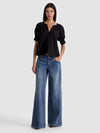 THALIA BUTTON DOWN BLOUSE-Black-ALICE + OLIVIA