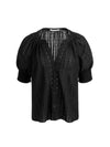 THALIA BUTTON DOWN BLOUSE-Black-ALICE + OLIVIA