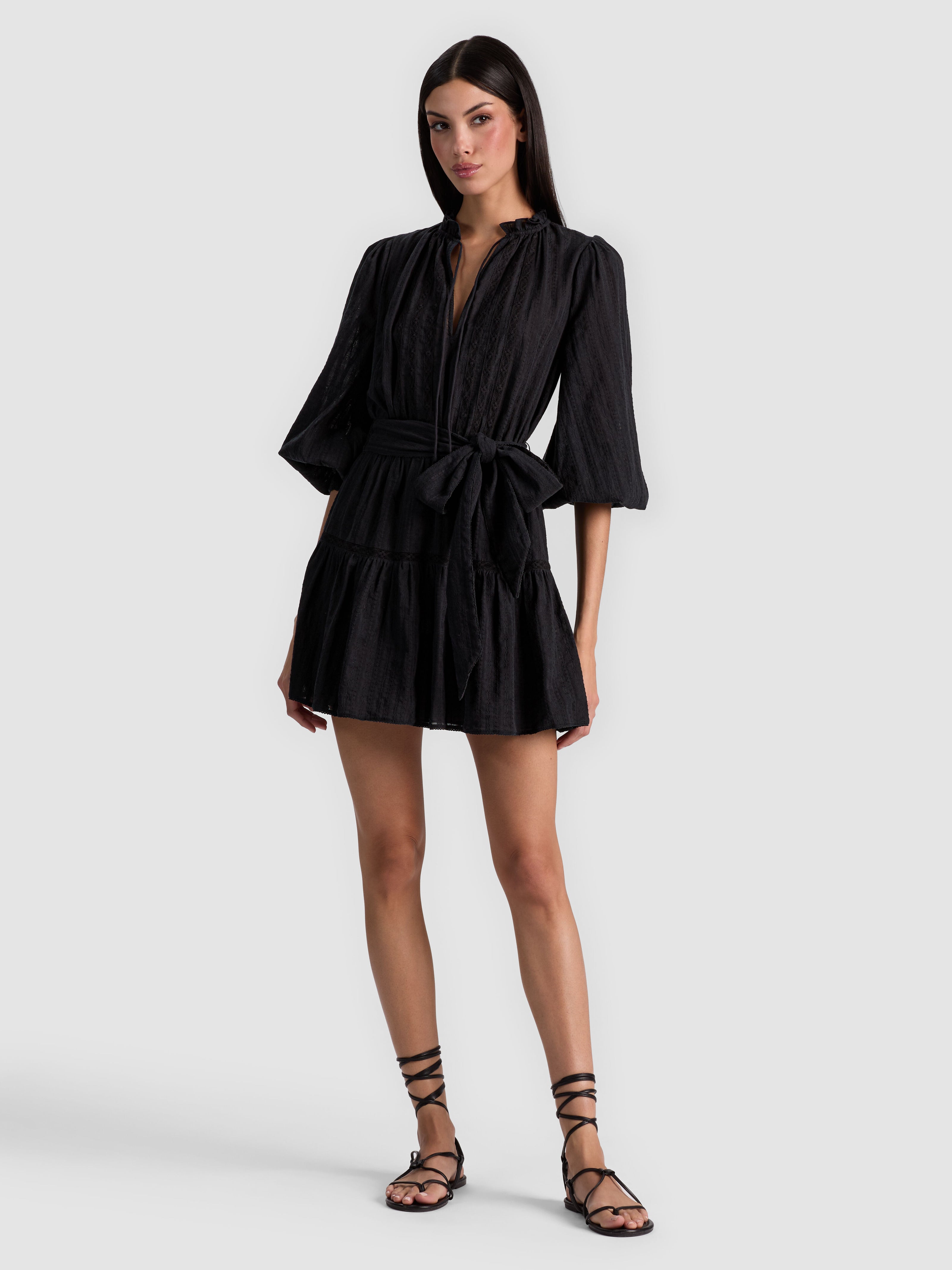 SADIE MINI SHIRT DRESS-Black-ALICE + OLIVIA