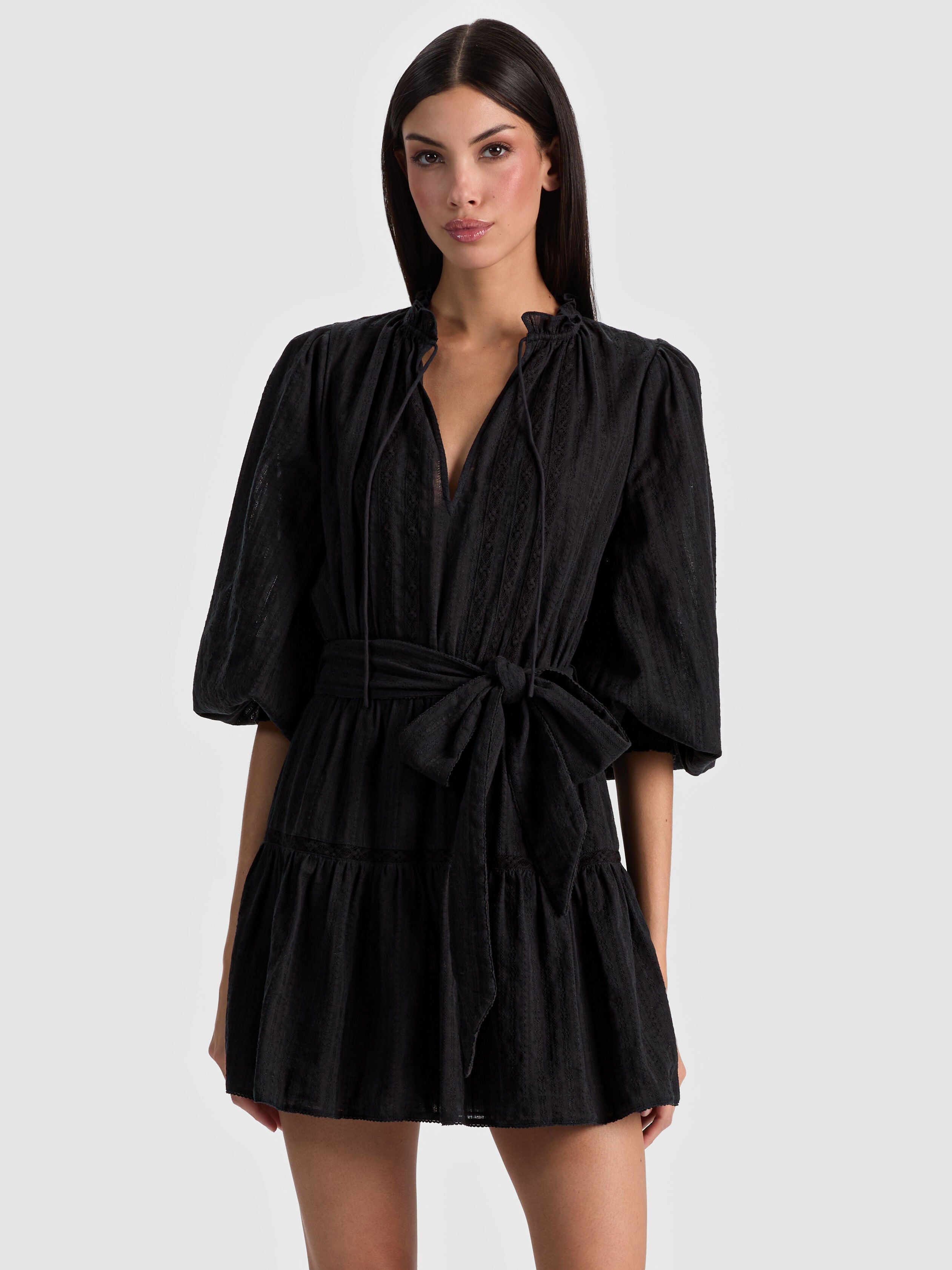 SADIE MINI SHIRT DRESS-Black-ALICE + OLIVIA