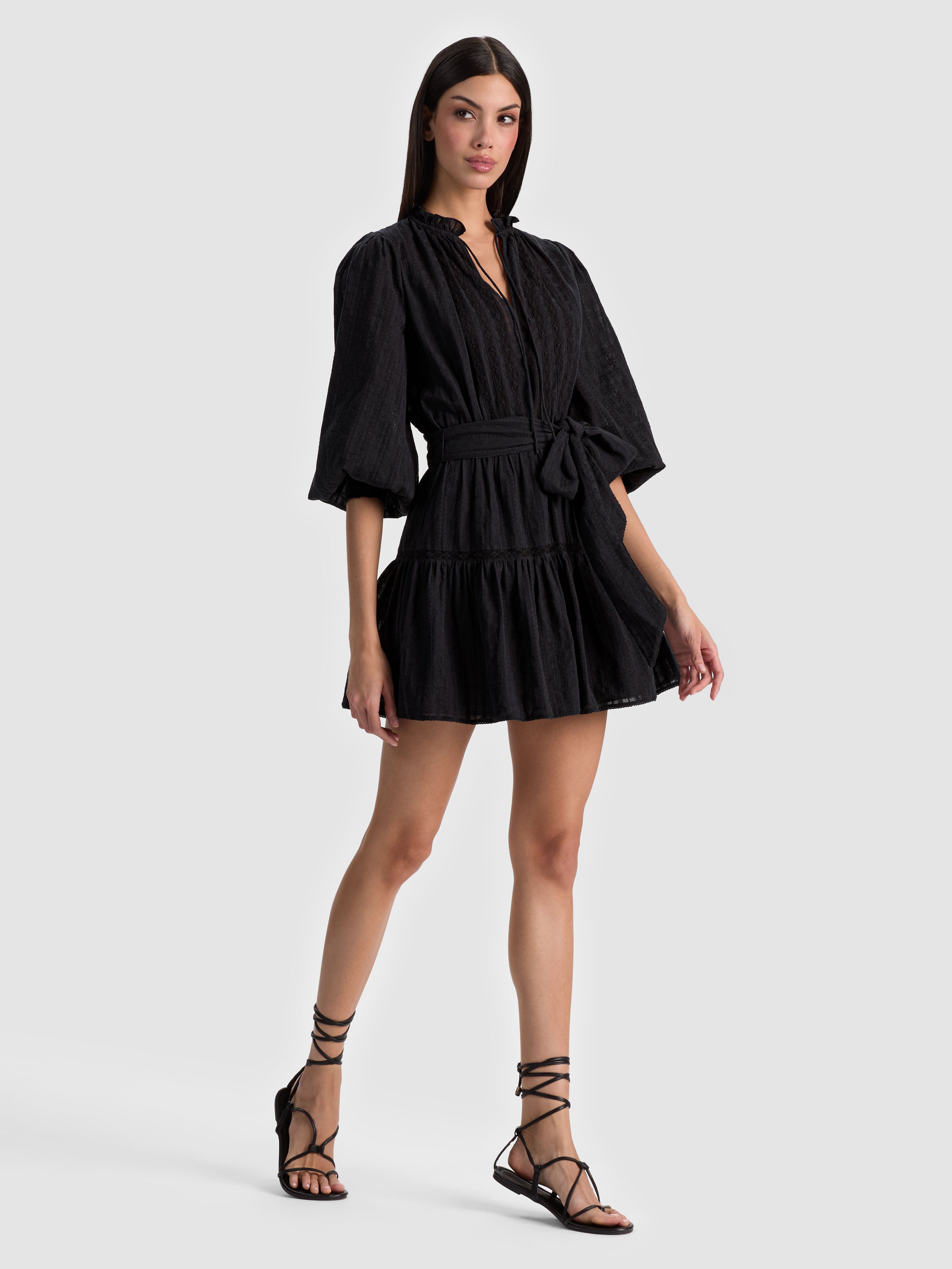 SADIE MINI SHIRT DRESS-Black-ALICE + OLIVIA