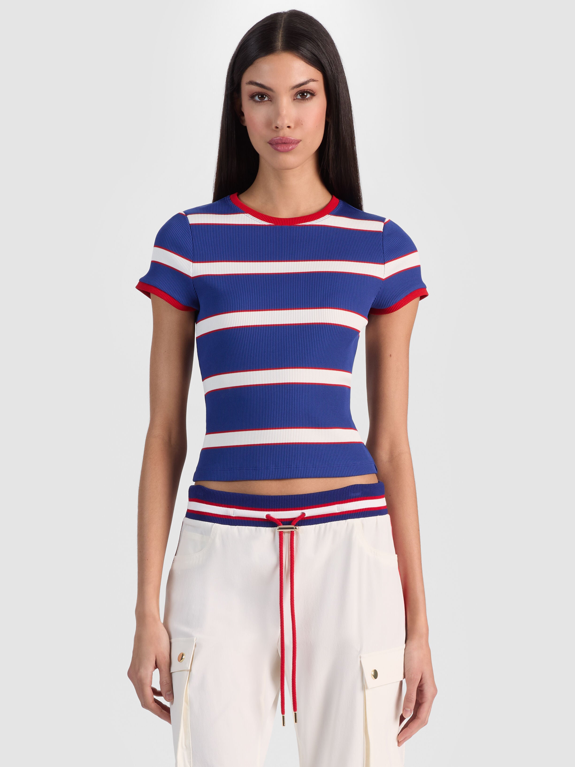 ONIE BABY RINGER TEE-GLAMOUR STRIPE TWILIGHT BLUE-ALICE + OLIVIA