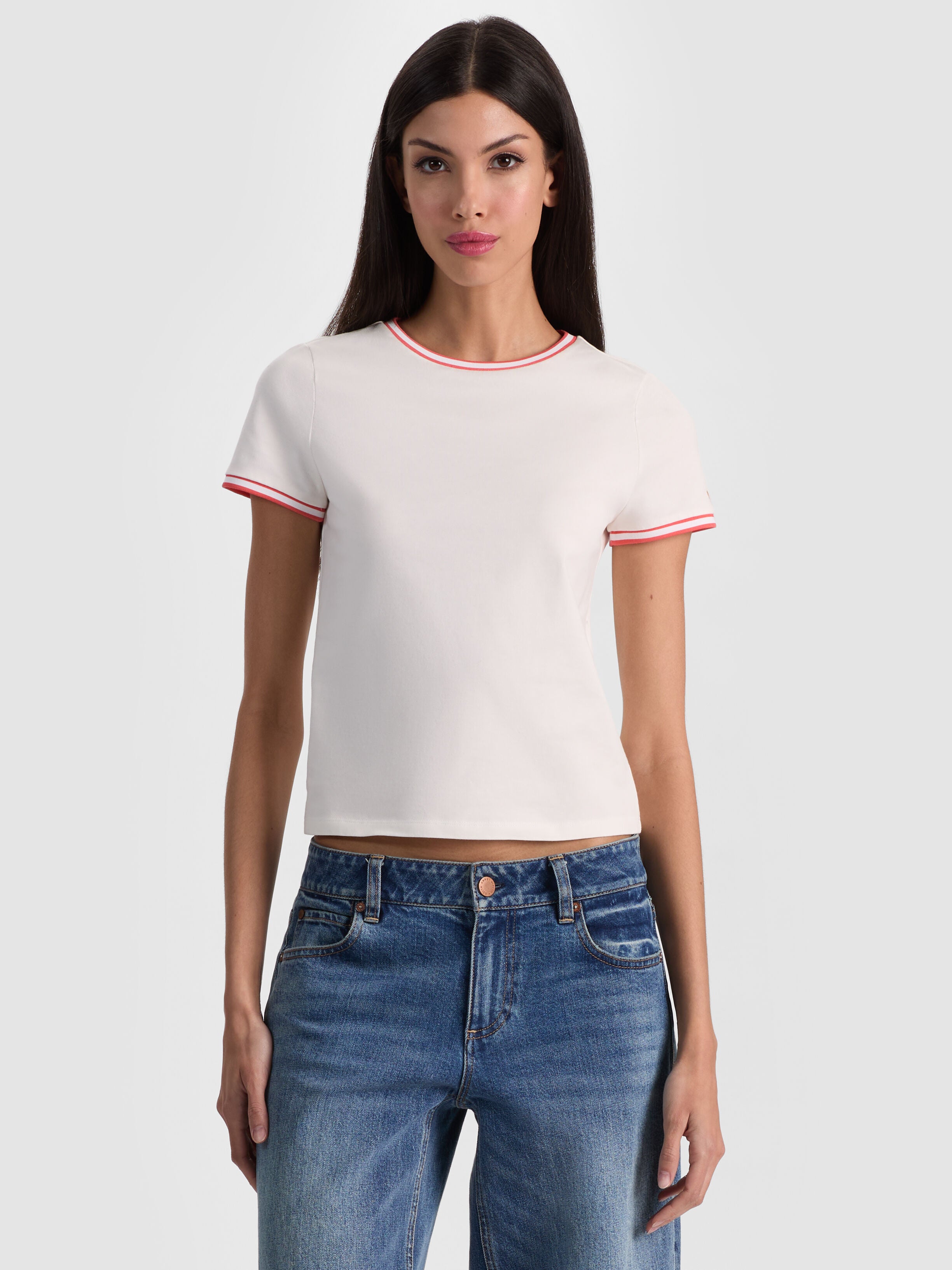 CINDY RINGER TEE-OFF WHITE/CHILI PEPPER-ALICE + OLIVIA
