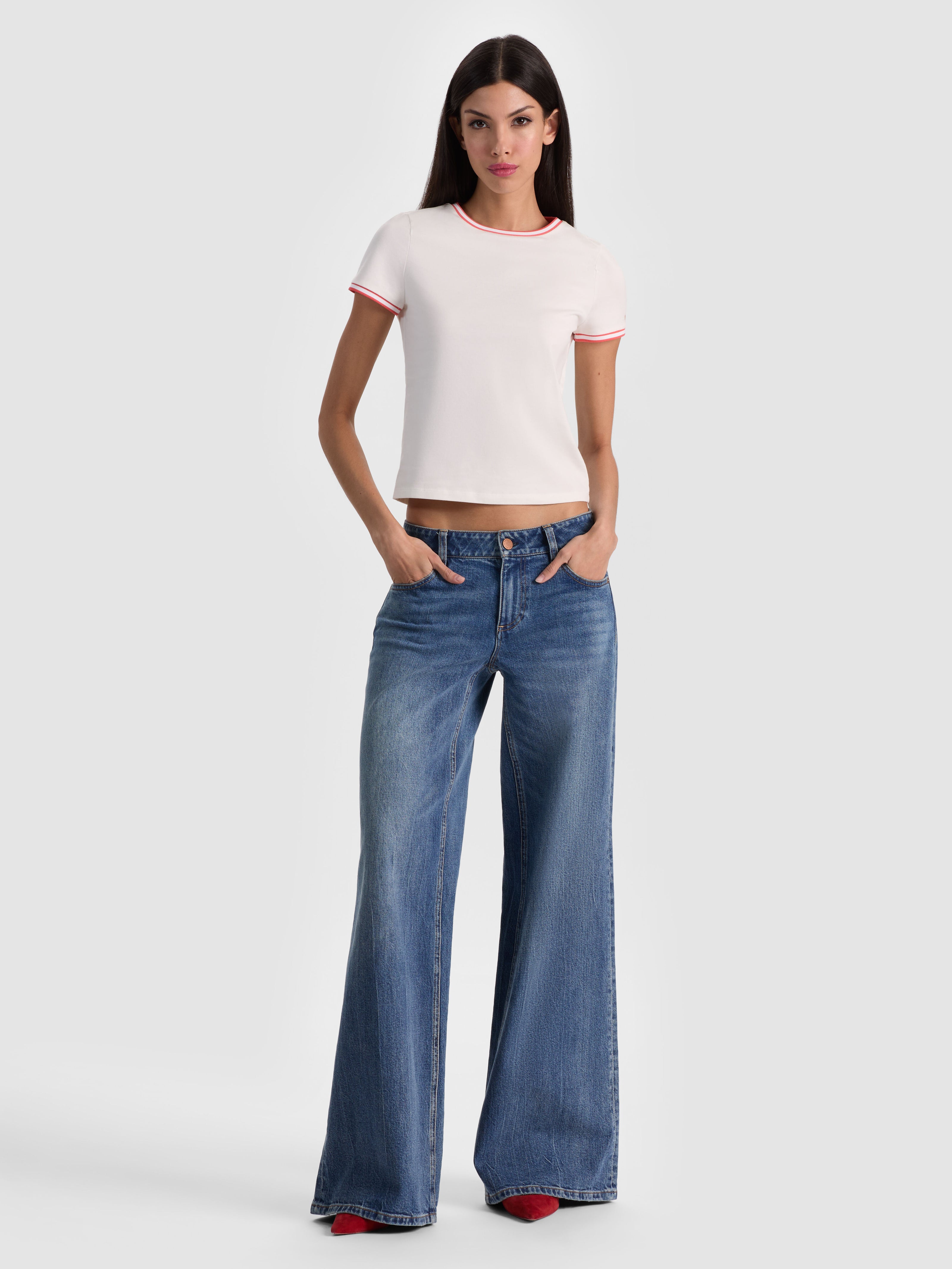CINDY RINGER TEE-OFF WHITE/CHILI PEPPER-ALICE + OLIVIA