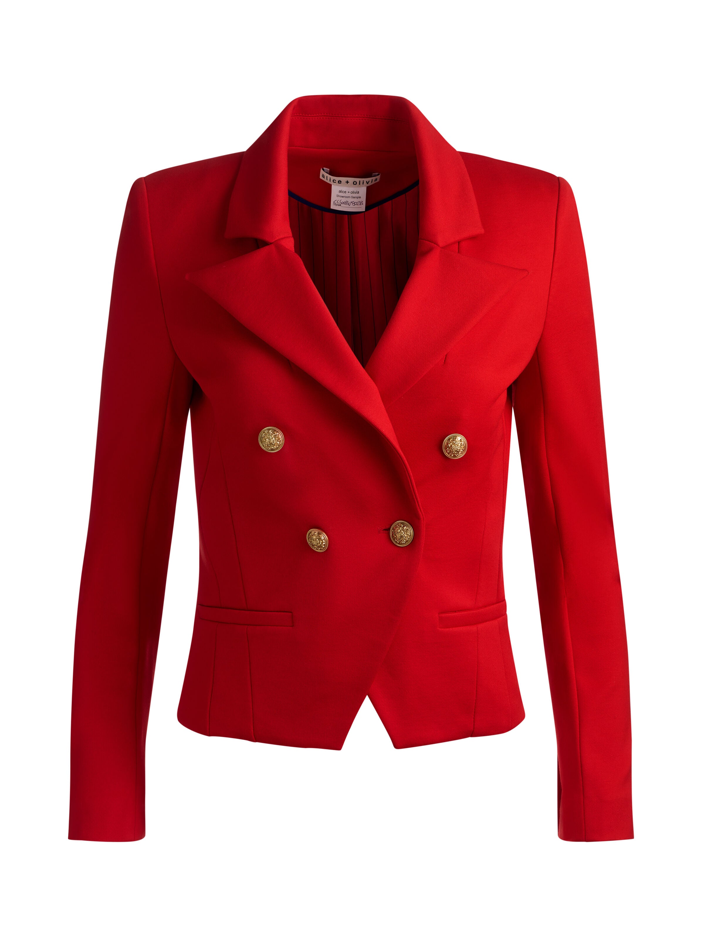 BLAZER COURT CROISÉ EN SERGE DE SOIE DOUBLE-ALICE + OLIVIA