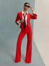 BLAZER COURT CROISÉ EN SERGE DE SOIE DOUBLE-ALICE + OLIVIA