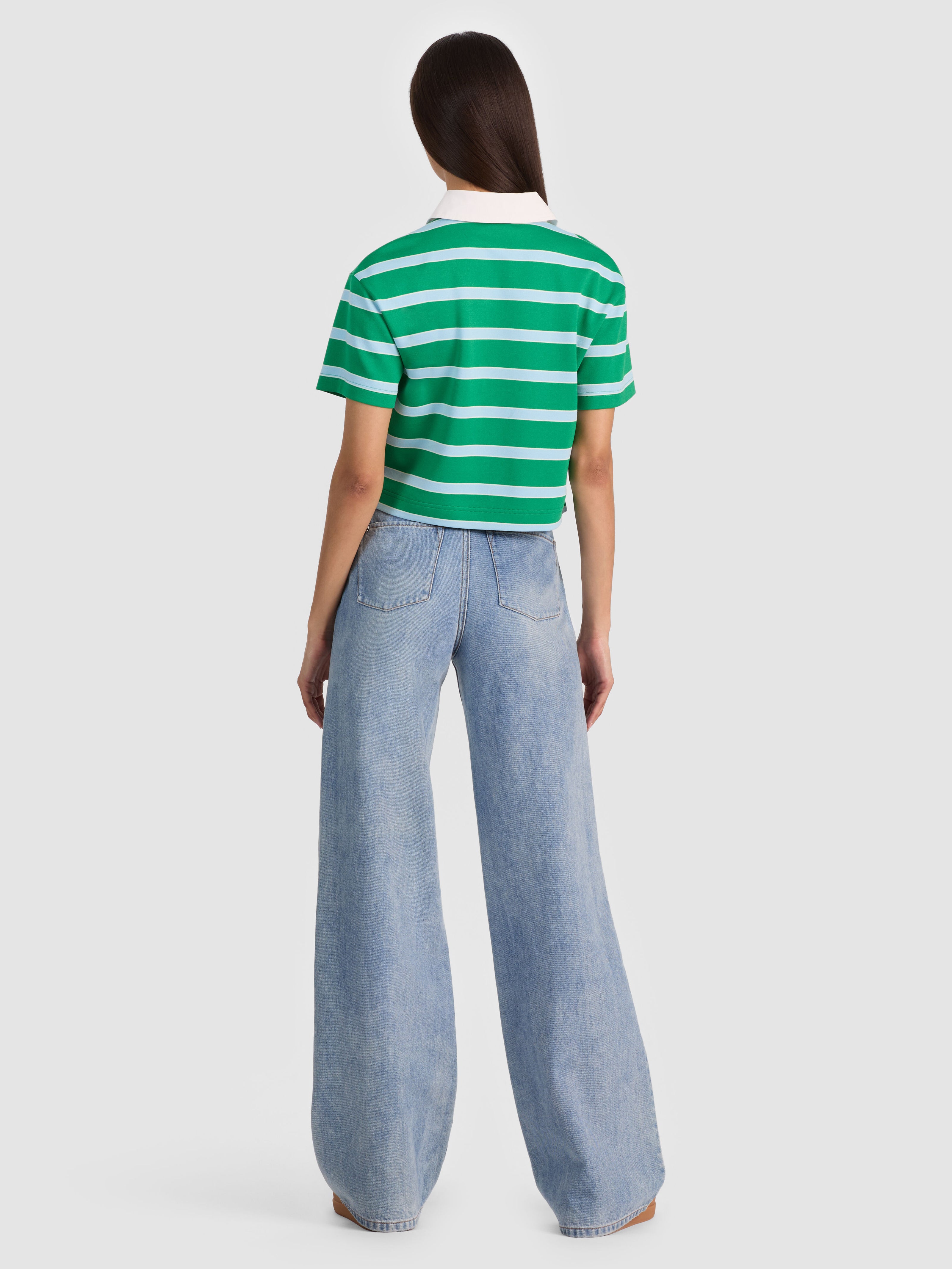 LYLE RUGBY POLO TOP-GREEN APPLE/CAROLINA BLUE STRI-ALICE + OLIVIA