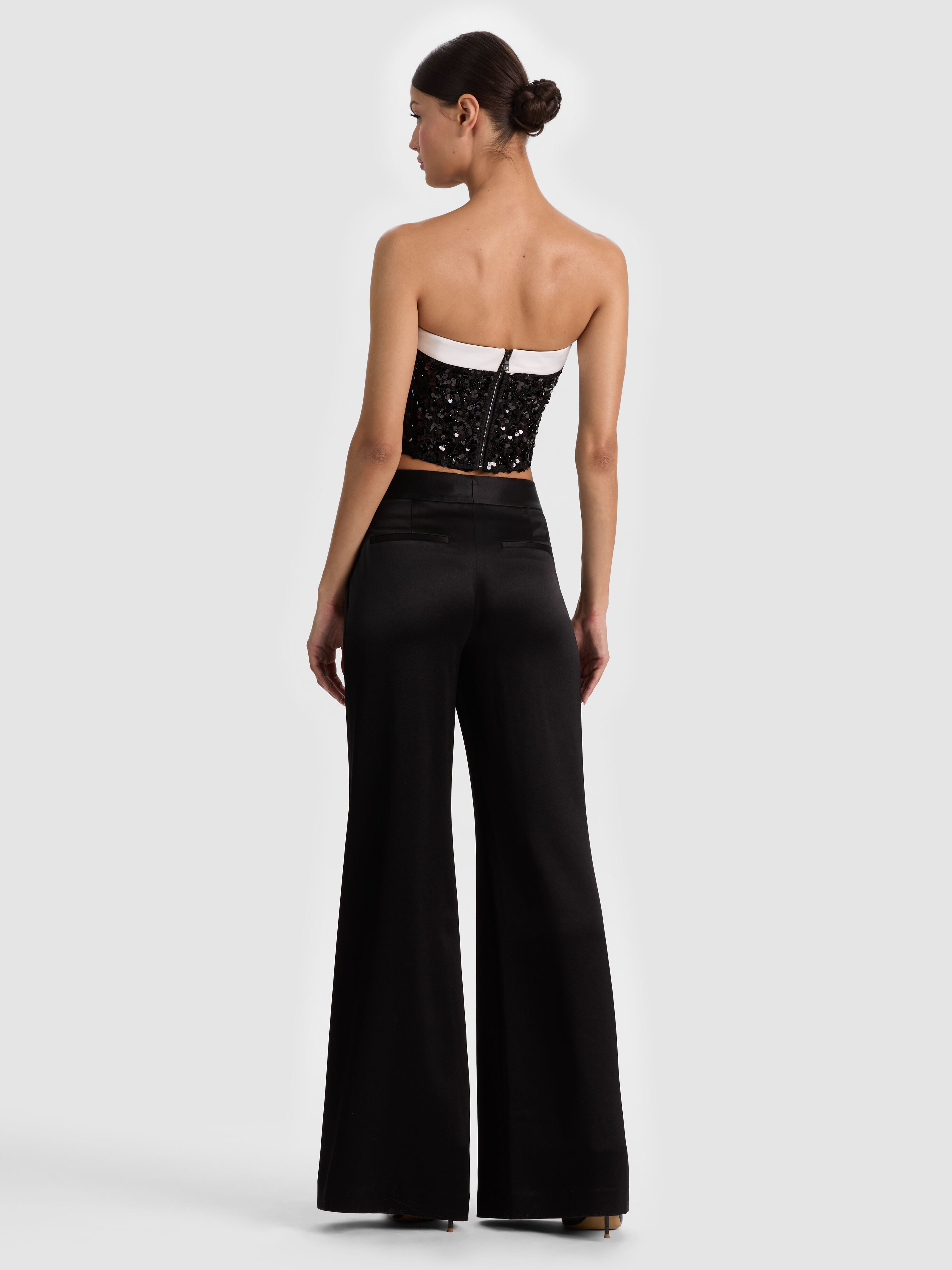 KATYA EMBELLISHED BOW TOP-BLACK/OFF WHITE-ALICE + OLIVIA