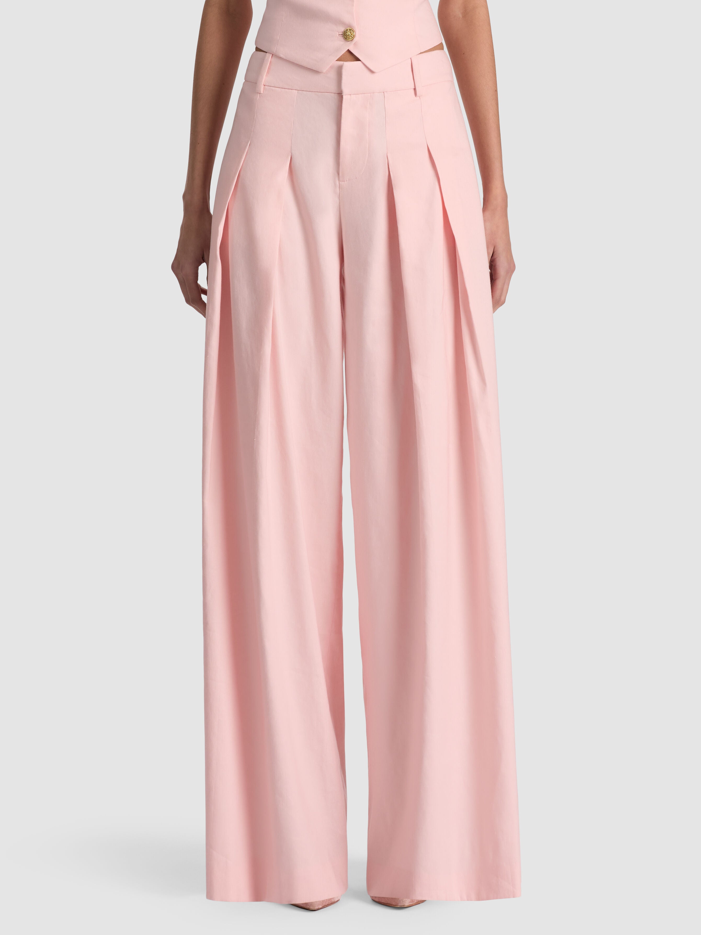 BLAIRE PLEATED PANT-GREEN LILY-ALICE + OLIVIA