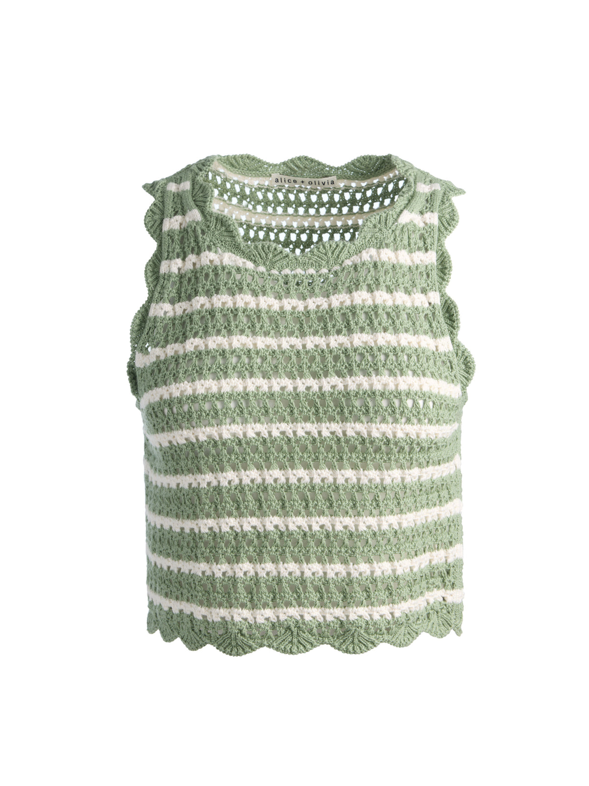 CIARA CROPPED POINTELLE PULLOVER - SAGE/SOFT WHITE