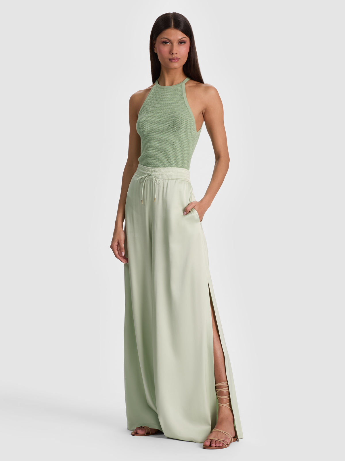 KENLEY PALAZZO PANT-LIGHT SAGE-ALICE + OLIVIA